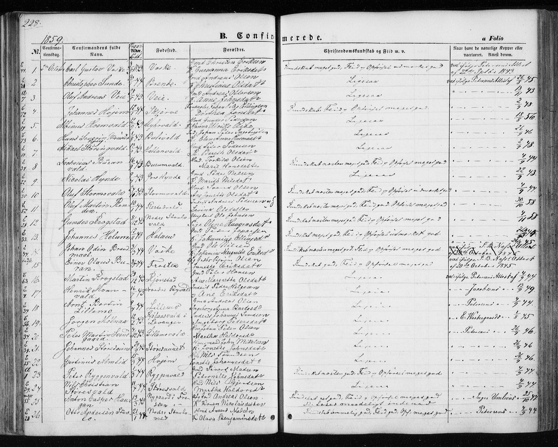 Ministerialprotokoller, klokkerbøker og fødselsregistre - Nord-Trøndelag, SAT/A-1458/717/L0154: Ministerialbok nr. 717A07 /1, 1850-1862, s. 228