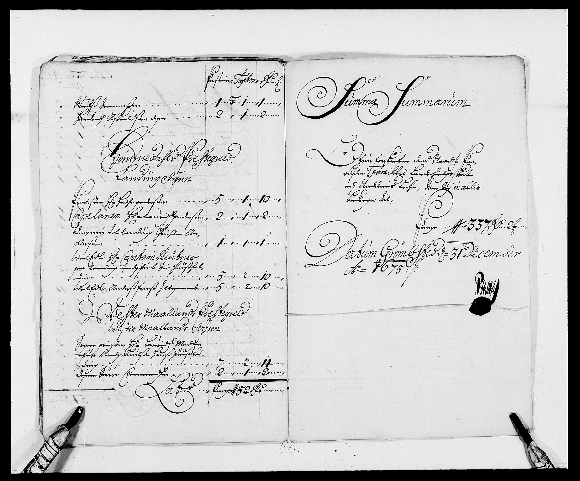 Rentekammeret inntil 1814, Reviderte regnskaper, Fogderegnskap, RA/EA-4092/R39/L2301: Fogderegnskap Nedenes, 1675-1676, s. 159