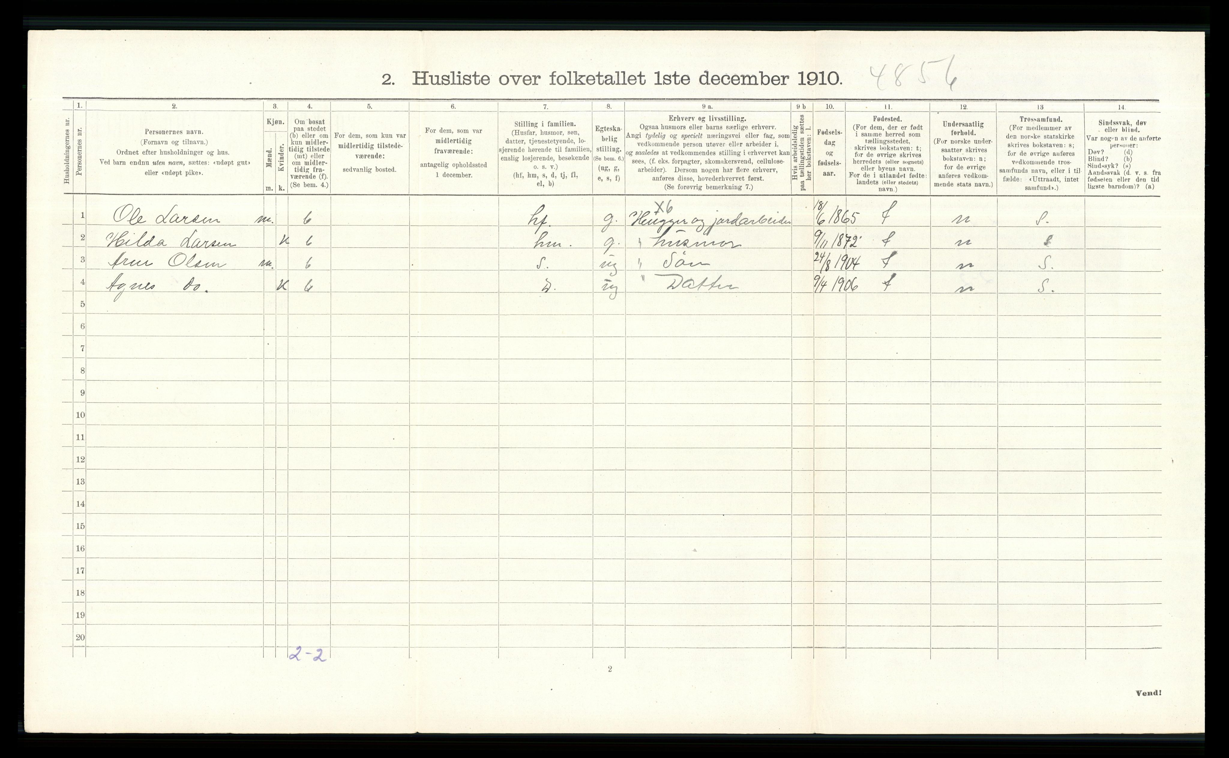 RA, Folketelling 1910 for 0417 Stange herred, 1910, s. 1689