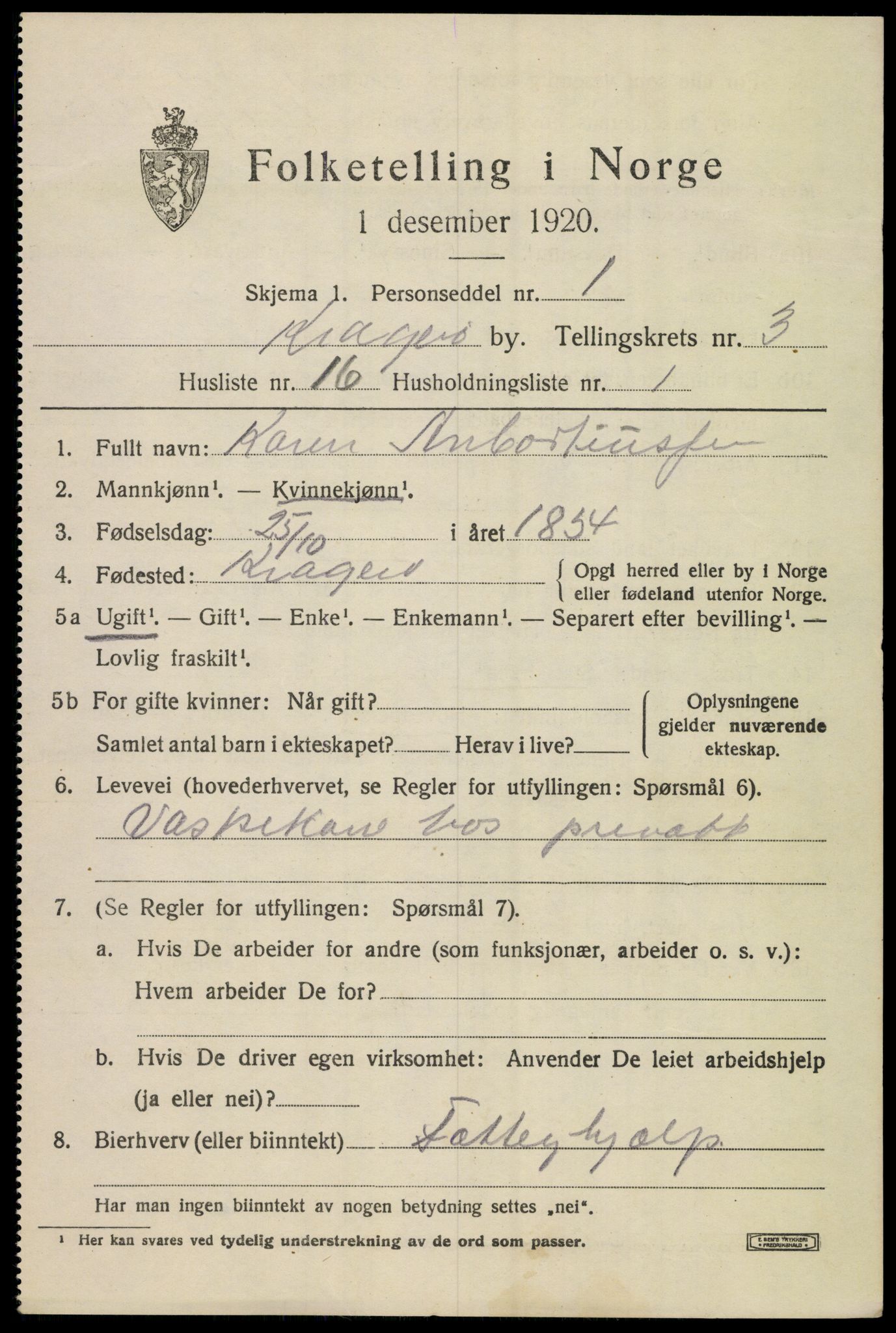 SAKO, Folketelling 1920 for 0801 Kragerø kjøpstad, 1920, s. 7259