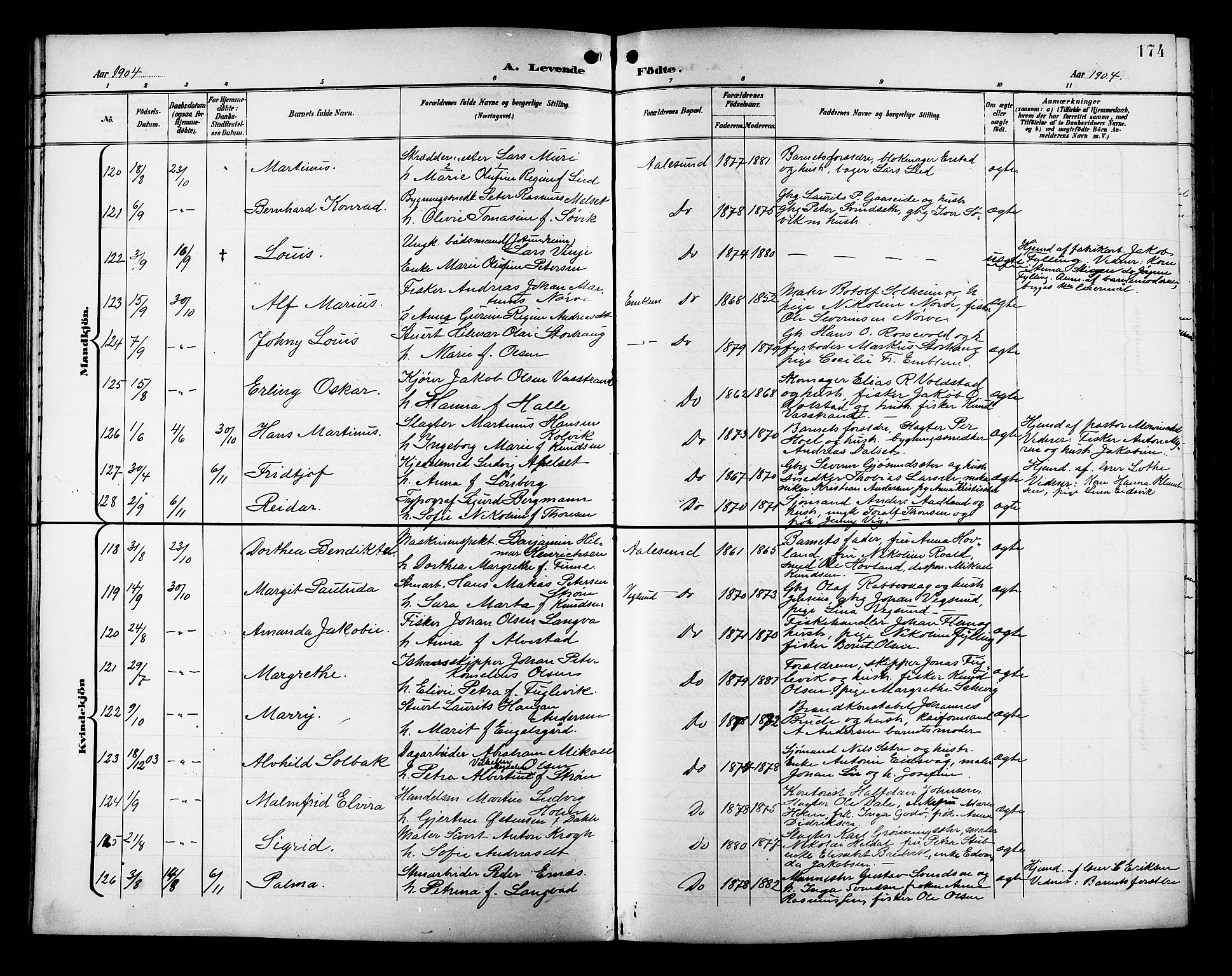 Ministerialprotokoller, klokkerbøker og fødselsregistre - Møre og Romsdal, AV/SAT-A-1454/529/L0468: Klokkerbok nr. 529C05, 1897-1908, s. 174