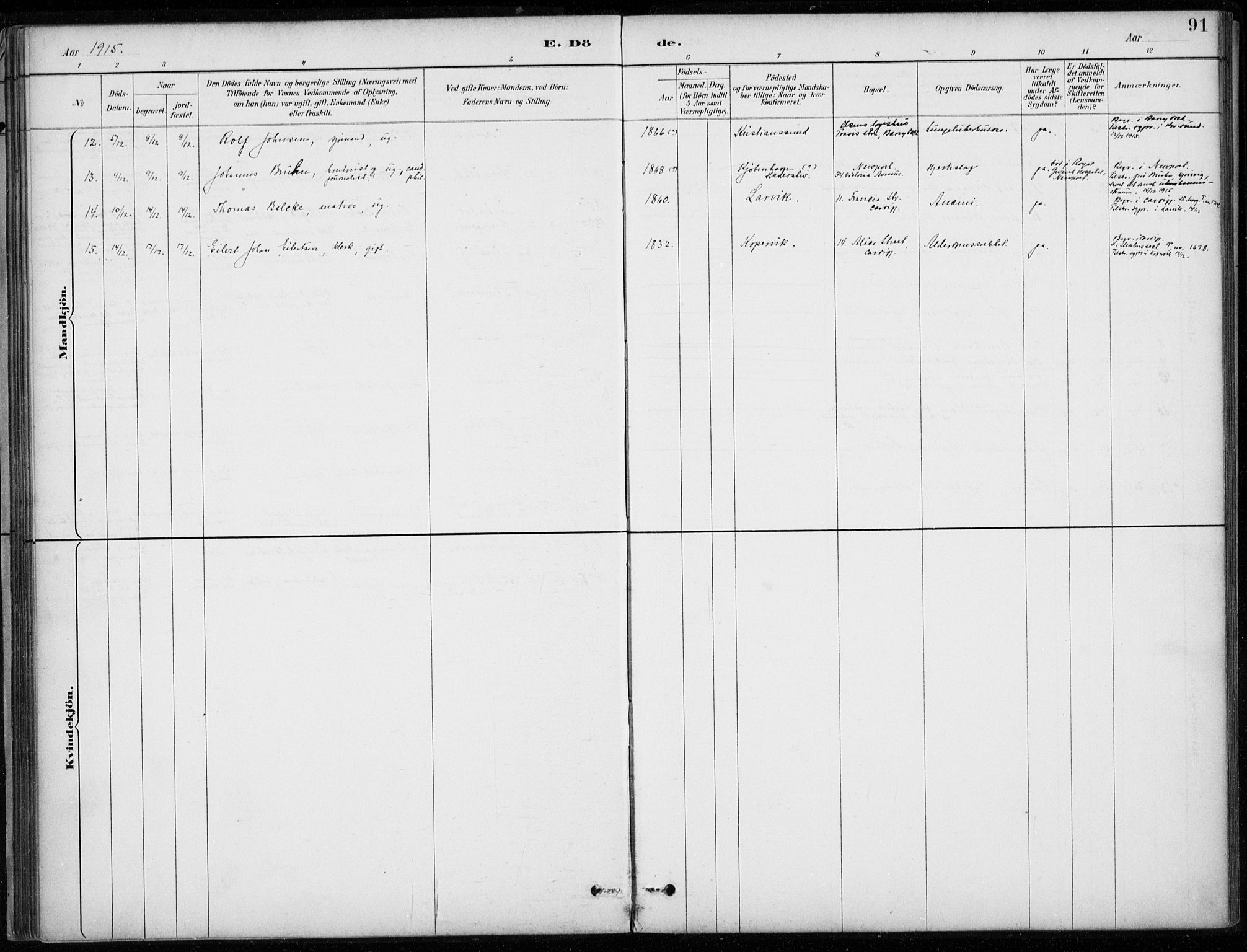 Den norske sjømannsmisjon i utlandet/Bristolhavnene(Cardiff-Swansea), SAB/SAB/PA-0102/H/Ha/Haa/L0002: Ministerialbok nr. A 2, 1887-1932, s. 91