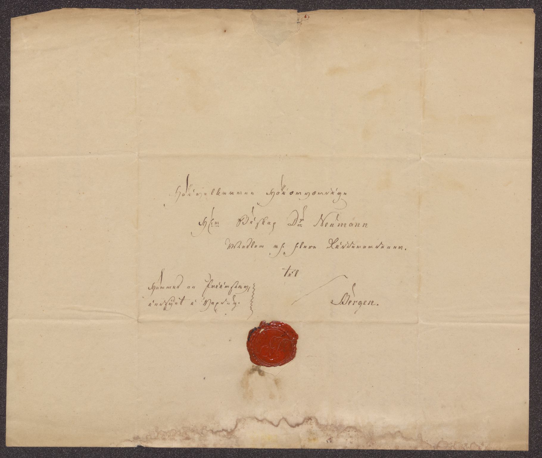 Bergens Museum, UMB/A007/D/Da/L0004/0002: Innkommende brev 1829 - 1830 / Innkommende brev 1829, 1829