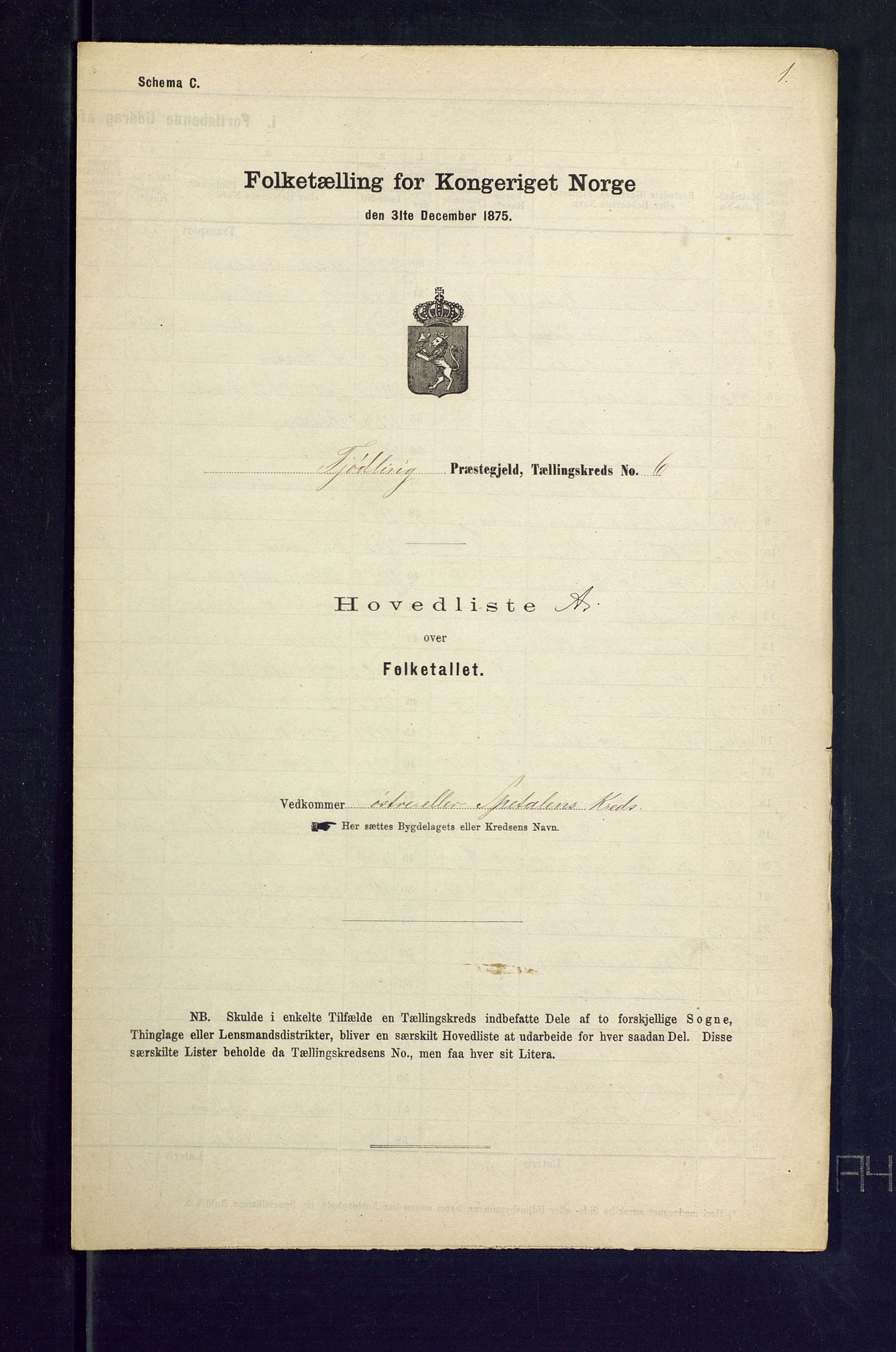 SAKO, Folketelling 1875 for 0725P Tjølling prestegjeld, 1875, s. 26