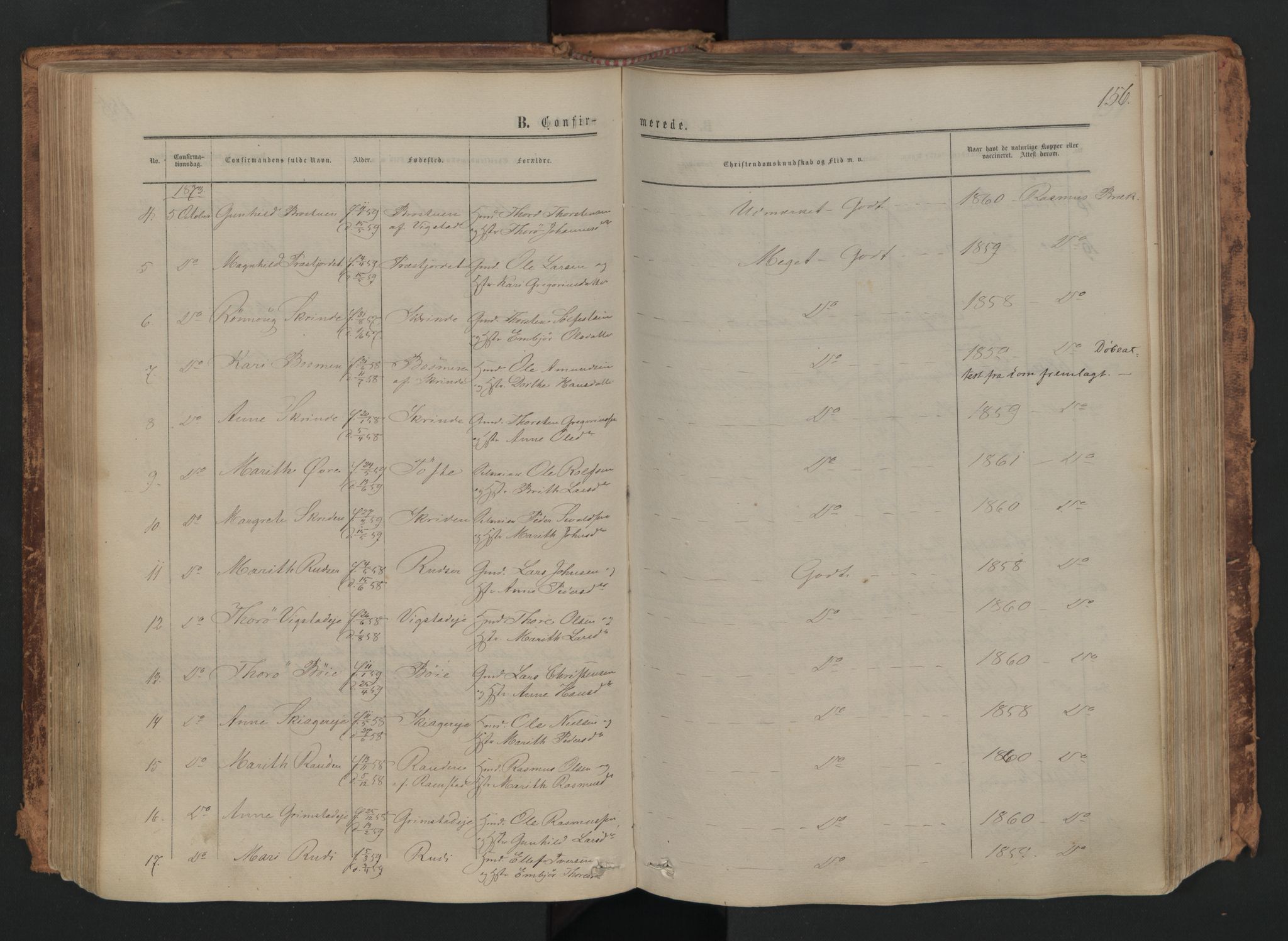 Skjåk prestekontor, AV/SAH-PREST-072/H/Ha/Haa/L0001: Ministerialbok nr. 1, 1863-1879, s. 156
