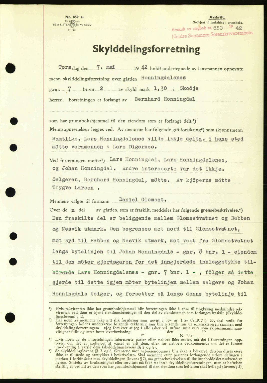Nordre Sunnmøre sorenskriveri, SAT/A-0006/1/2/2C/2Ca: Pantebok nr. A13, 1942-1942, Dagboknr: 683/1942