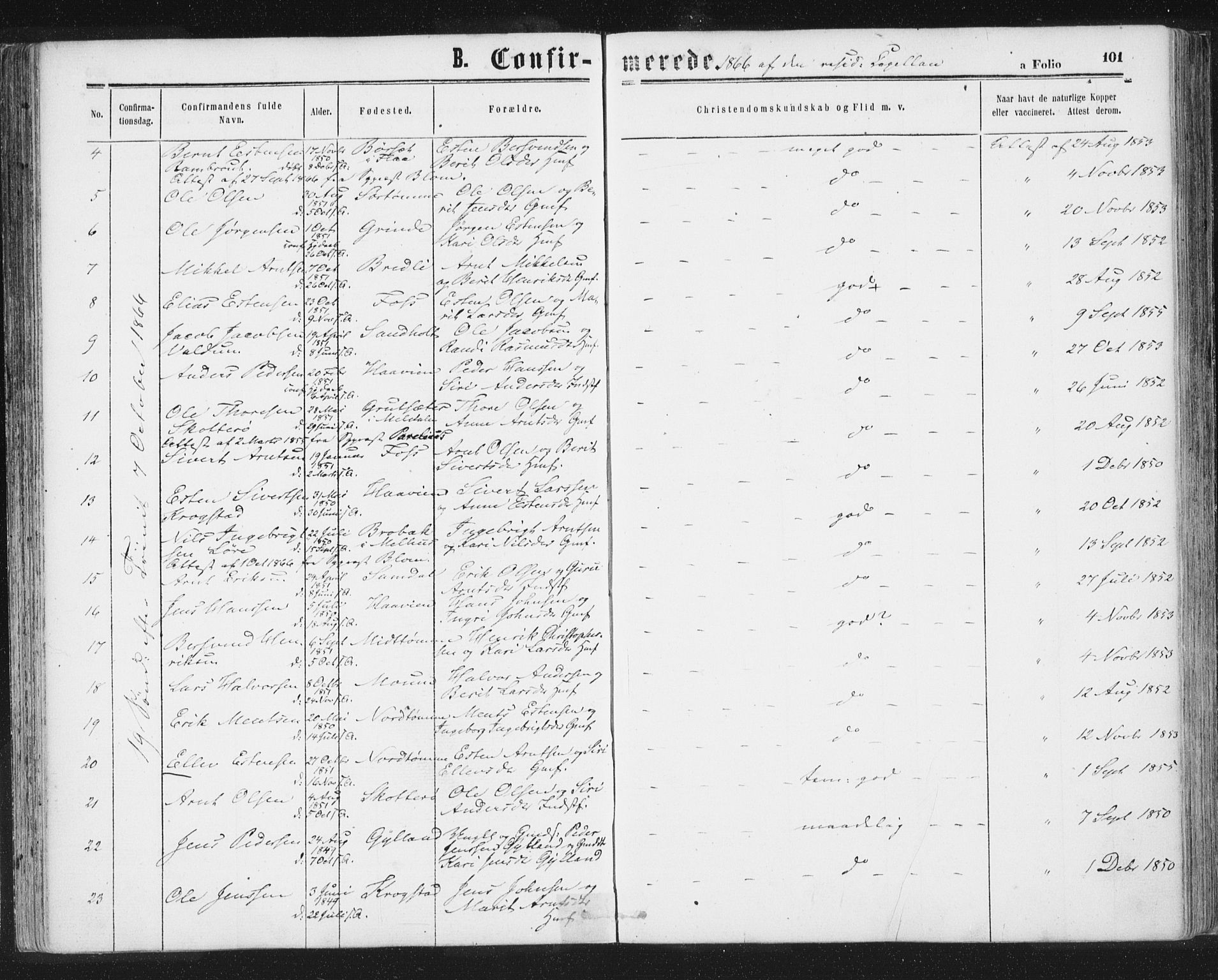 Ministerialprotokoller, klokkerbøker og fødselsregistre - Sør-Trøndelag, SAT/A-1456/692/L1104: Ministerialbok nr. 692A04, 1862-1878, s. 101