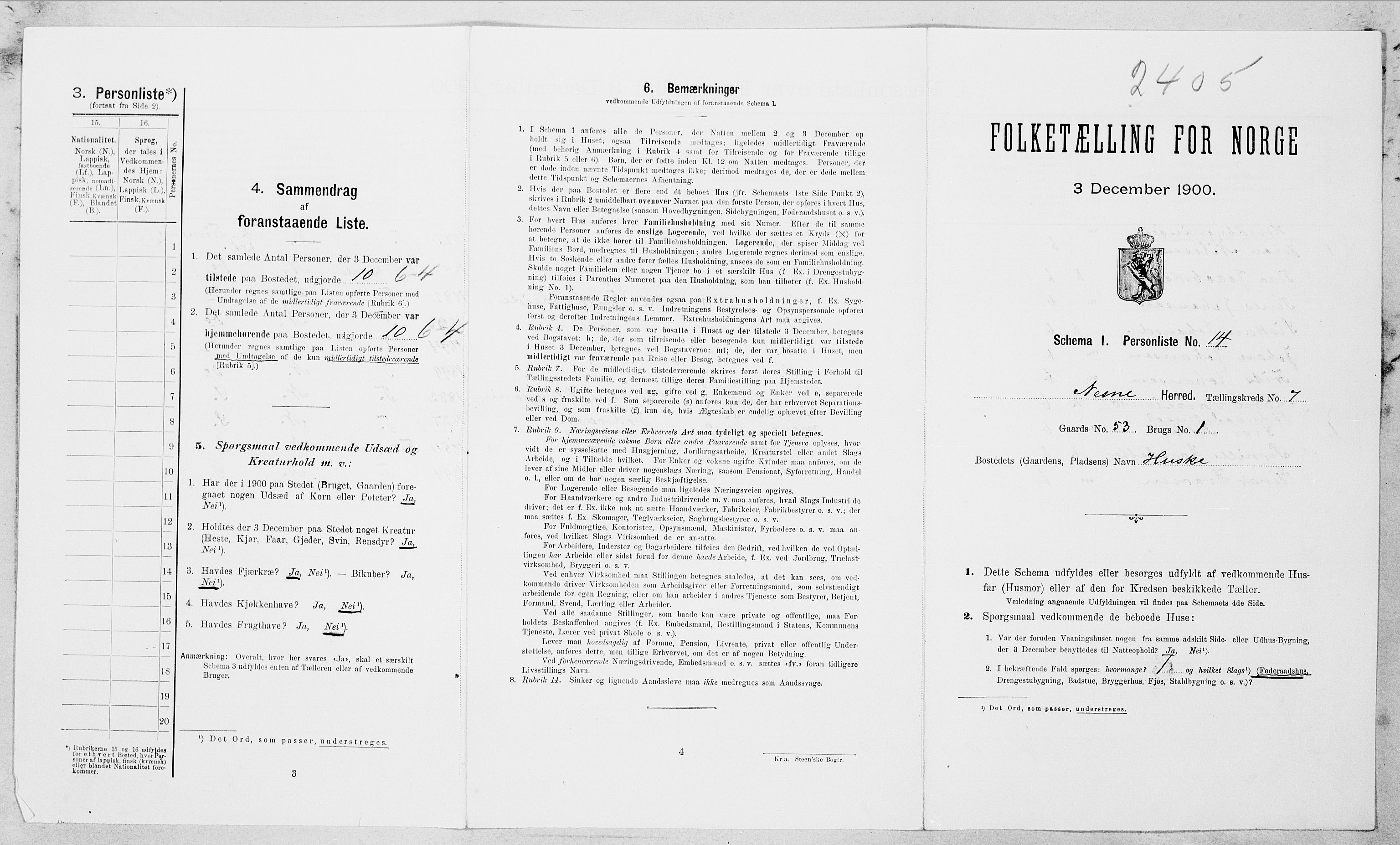 SAT, Folketelling 1900 for 1828 Nesna herred, 1900, s. 590
