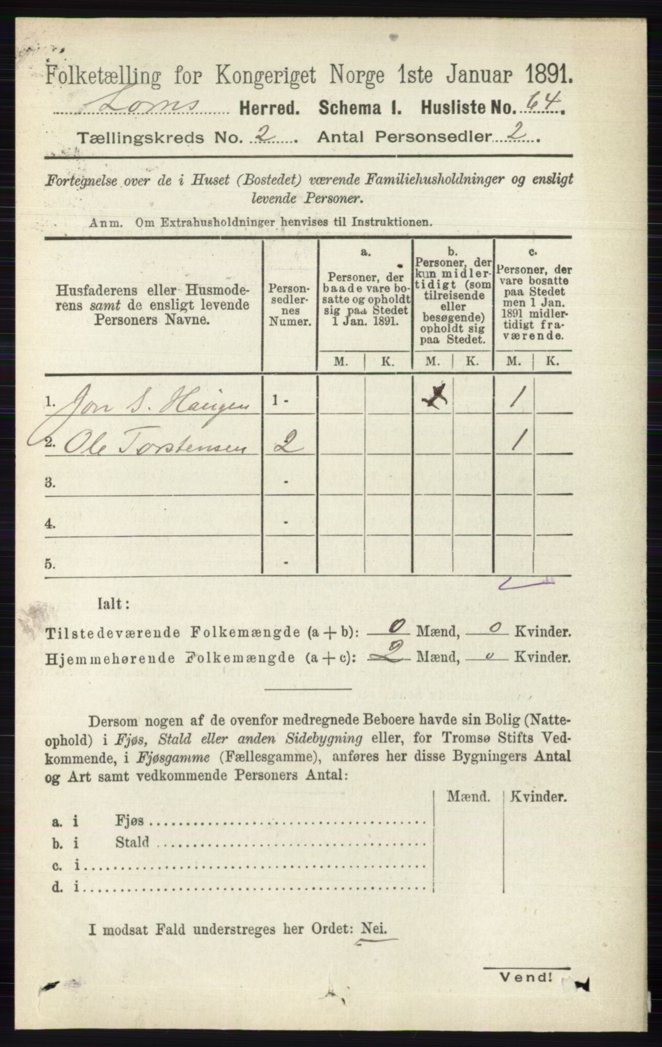 RA, Folketelling 1891 for 0514 Lom herred, 1891, s. 782