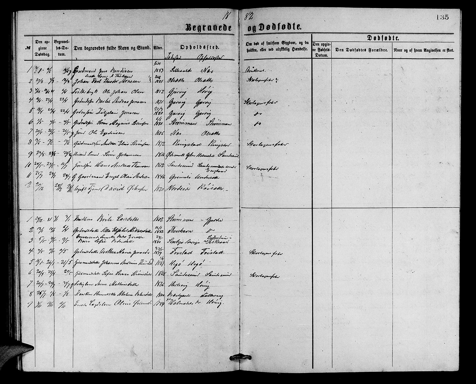 Askvoll sokneprestembete, AV/SAB-A-79501/H/Hab/Haba/L0002: Klokkerbok nr. A 2, 1873-1885, s. 135