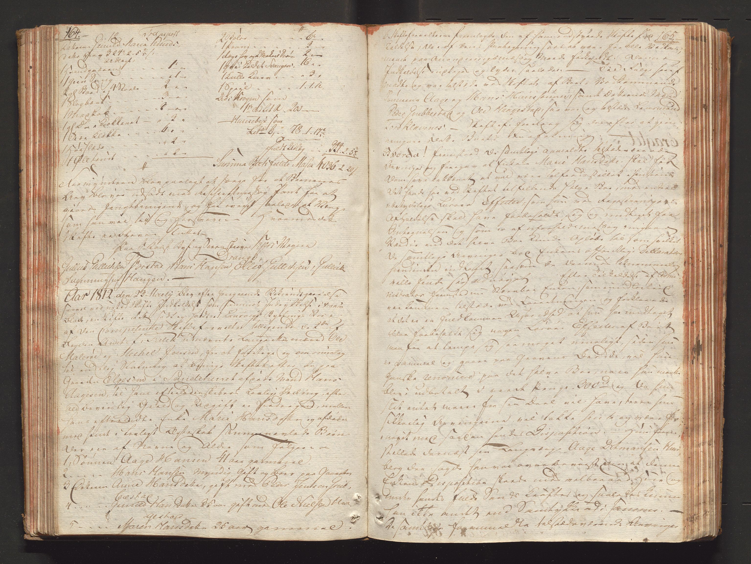 Larvik sorenskriveri, AV/SAKO-A-83/H/Hd/Hda/L0016: Skifteprotokoll, 1811-1812, s. 164-165