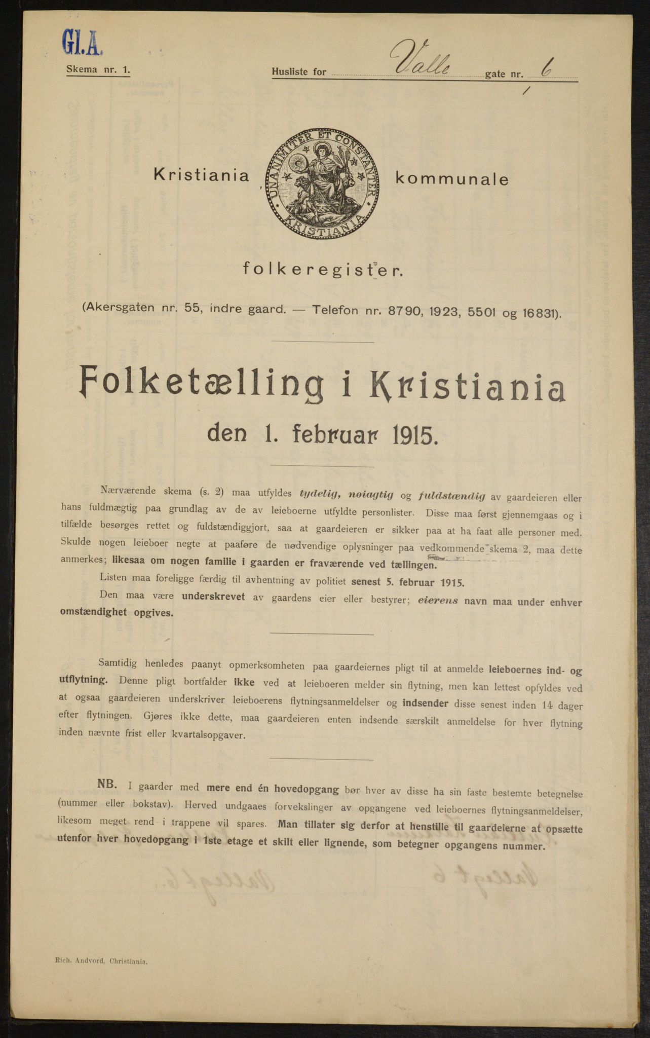 OBA, Kommunal folketelling 1.2.1915 for Kristiania, 1915, s. 122531