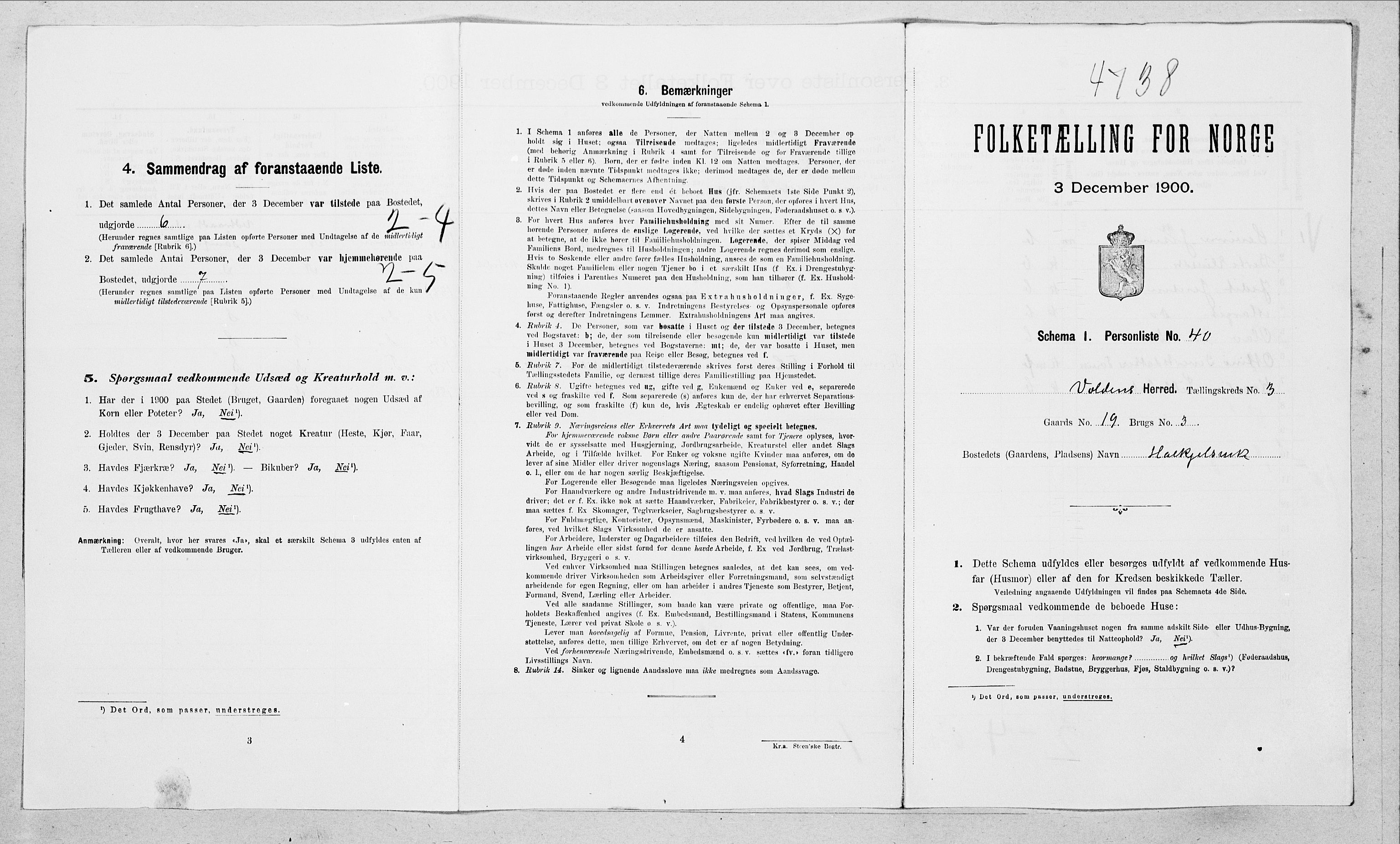 SAT, Folketelling 1900 for 1519 Volda herred, 1900, s. 305
