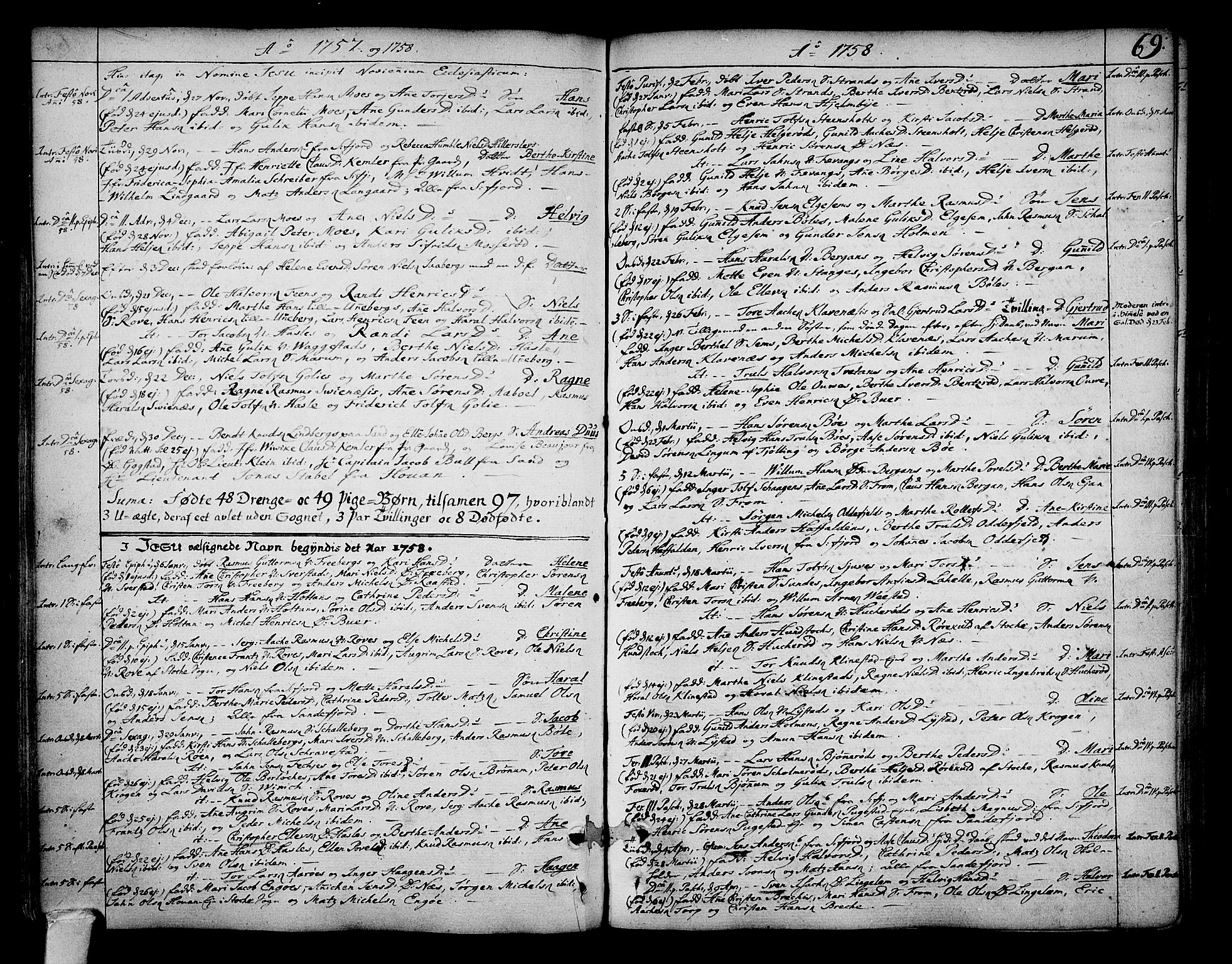 Sandar kirkebøker, AV/SAKO-A-243/F/Fa/L0002: Ministerialbok nr. 2, 1733-1788, s. 69