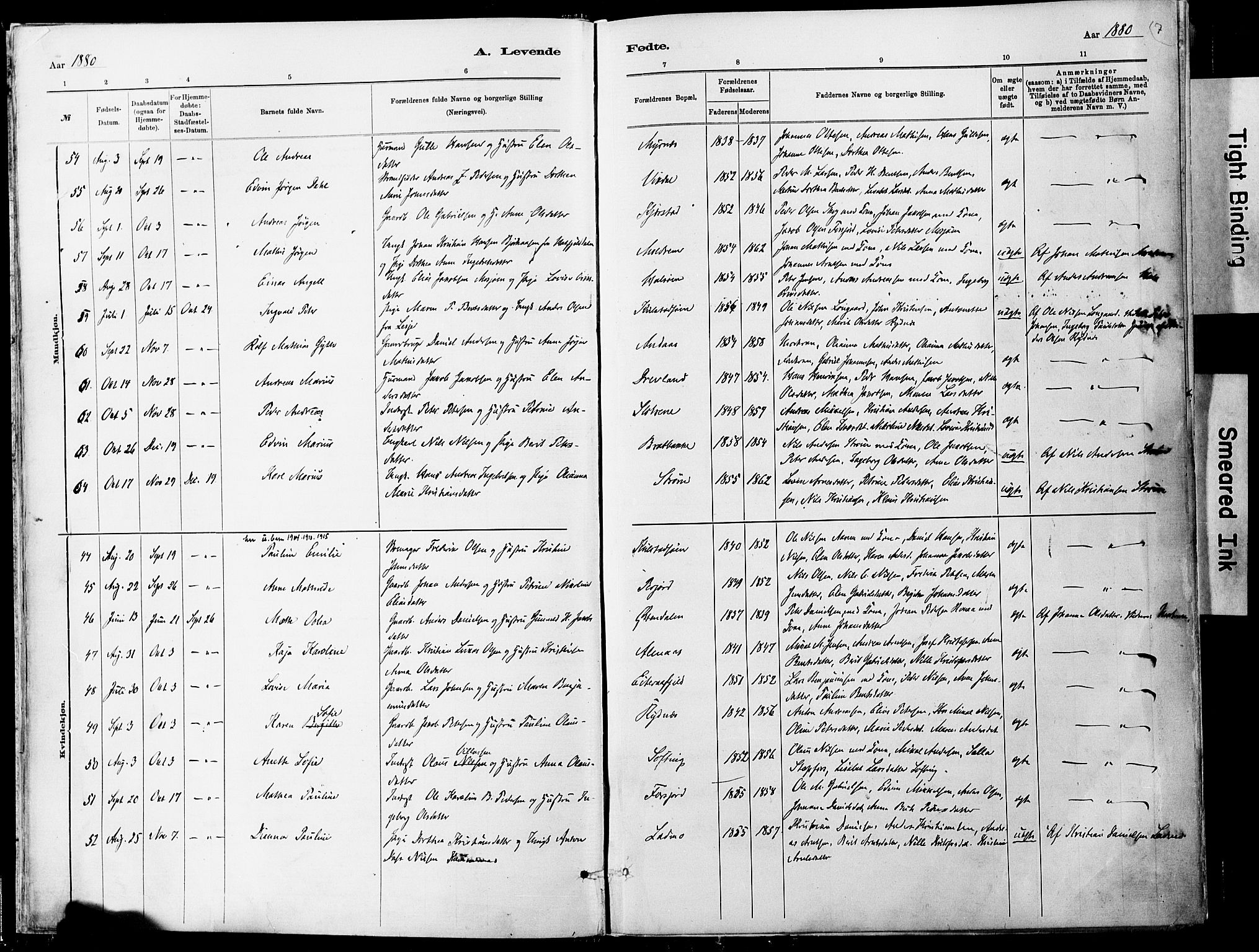 Ministerialprotokoller, klokkerbøker og fødselsregistre - Nordland, SAT/A-1459/820/L0295: Ministerialbok nr. 820A16, 1880-1896, s. 7