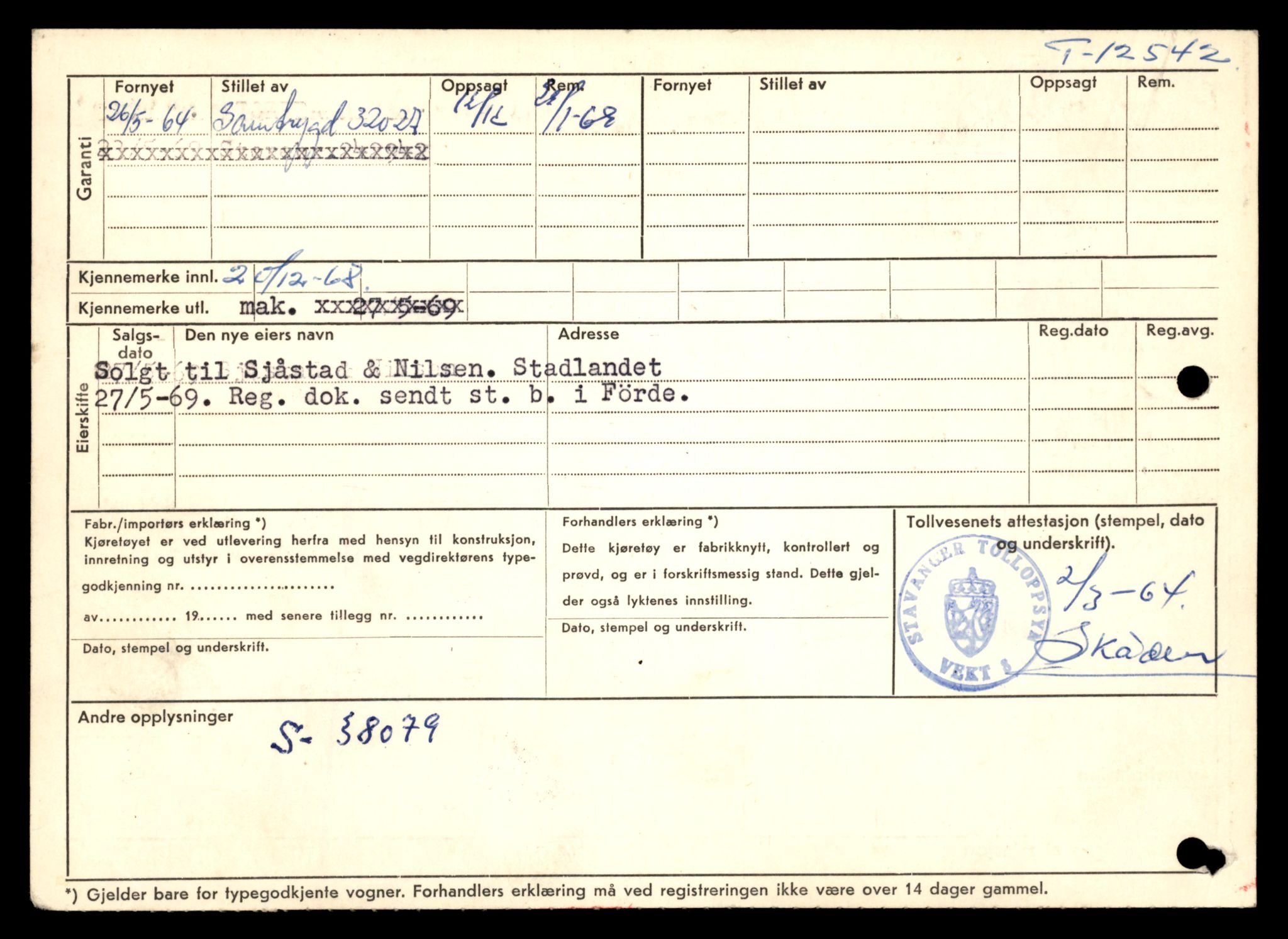 Møre og Romsdal vegkontor - Ålesund trafikkstasjon, AV/SAT-A-4099/F/Fe/L0034: Registreringskort for kjøretøy T 12500 - T 12652, 1927-1998, s. 765