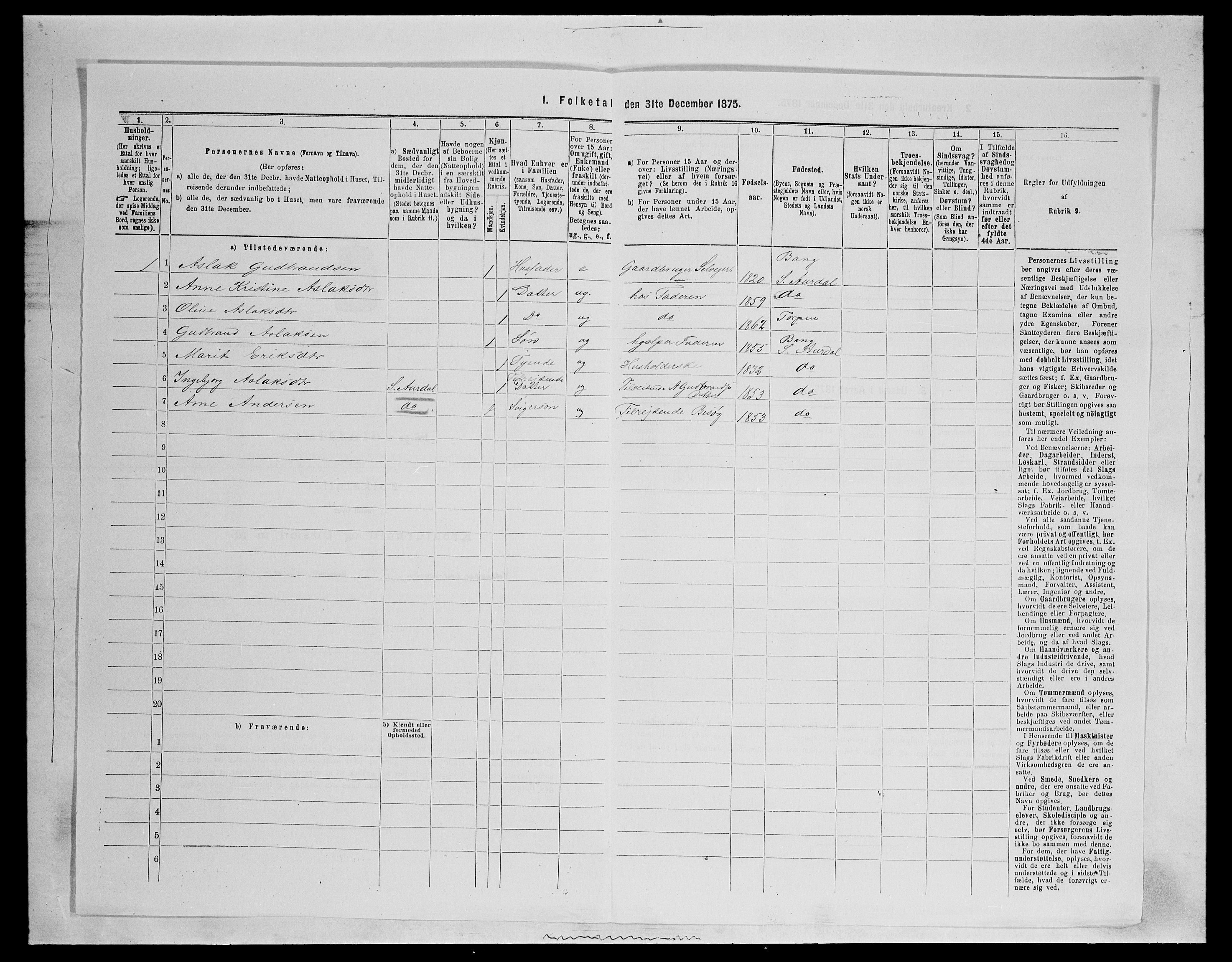 SAH, Folketelling 1875 for 0538P Nordre Land prestegjeld, 1875, s. 767