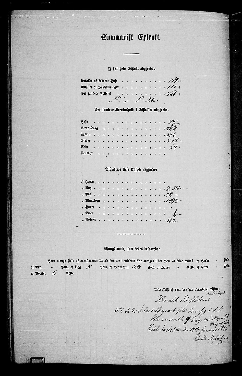 RA, Folketelling 1865 for 0540P Sør-Aurdal prestegjeld, 1865, s. 166