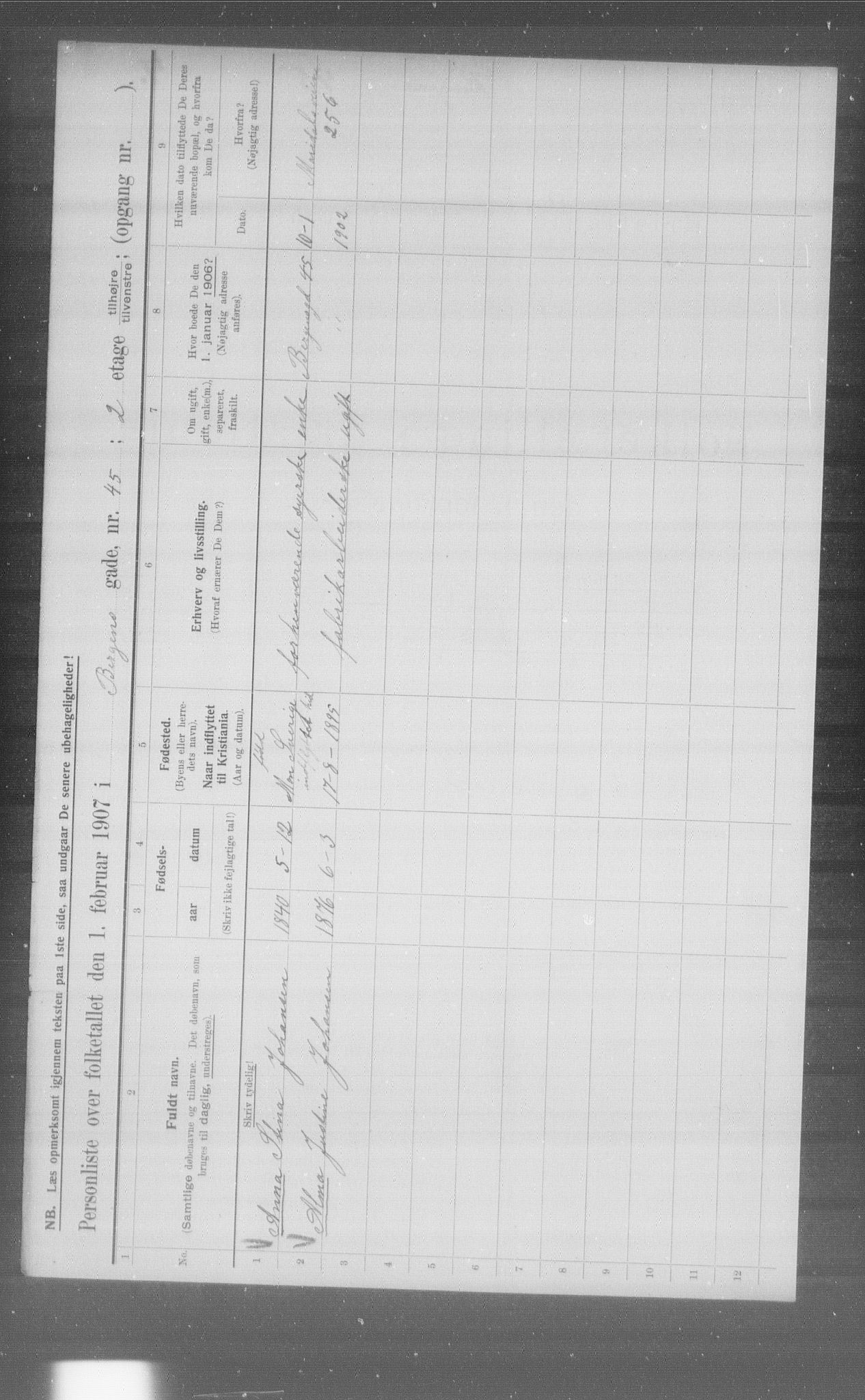 OBA, Kommunal folketelling 1.2.1907 for Kristiania kjøpstad, 1907, s. 2174