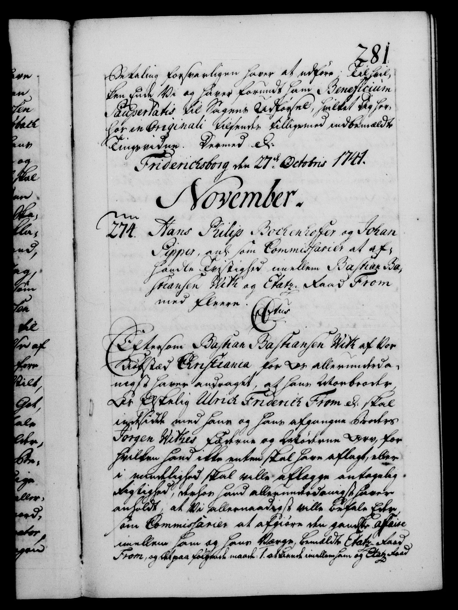 Danske Kanselli 1572-1799, RA/EA-3023/F/Fc/Fca/Fcab/L0029: Norske tegnelser, 1741-1743, s. 281a