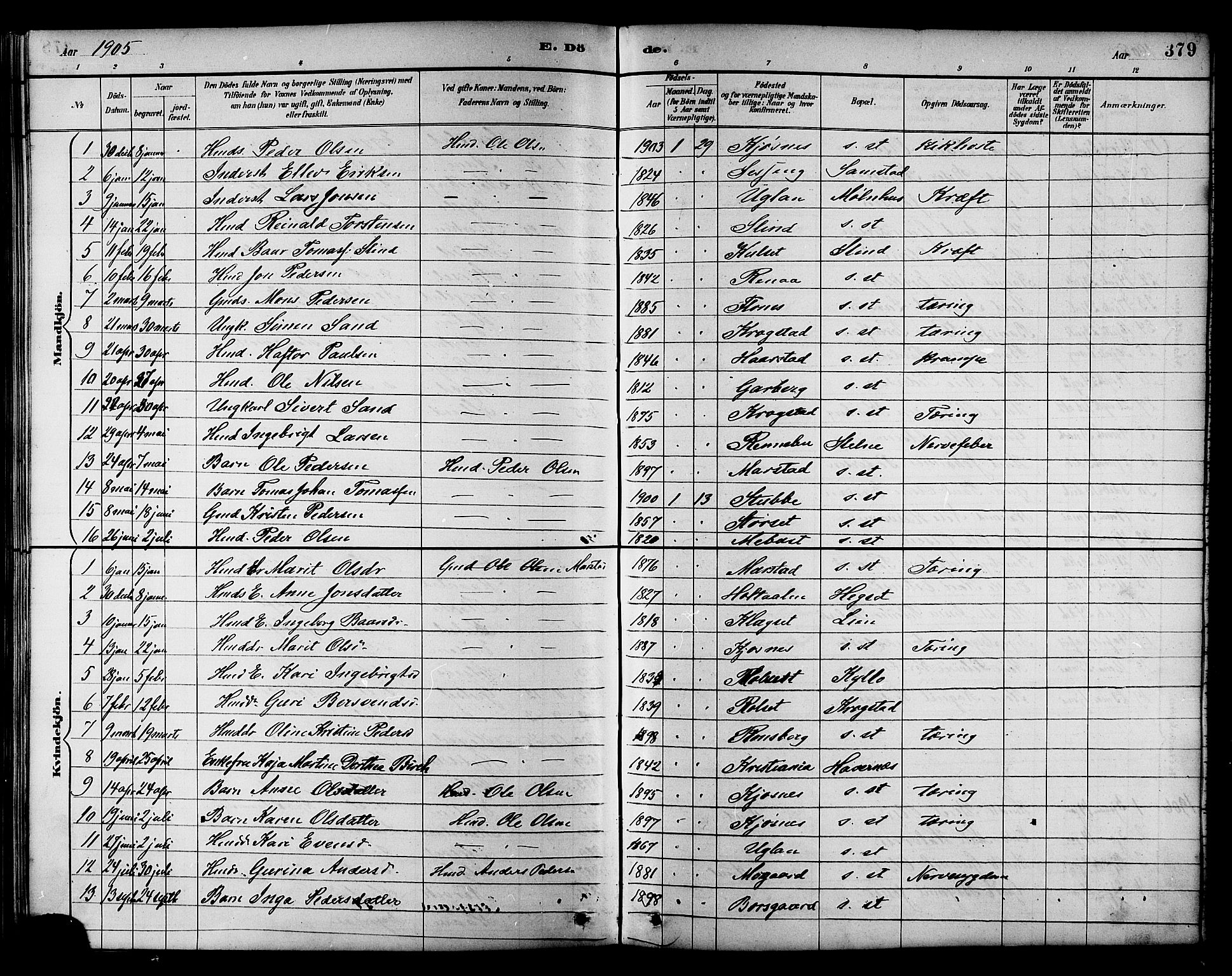 Ministerialprotokoller, klokkerbøker og fødselsregistre - Sør-Trøndelag, AV/SAT-A-1456/695/L1157: Klokkerbok nr. 695C08, 1889-1913, s. 379