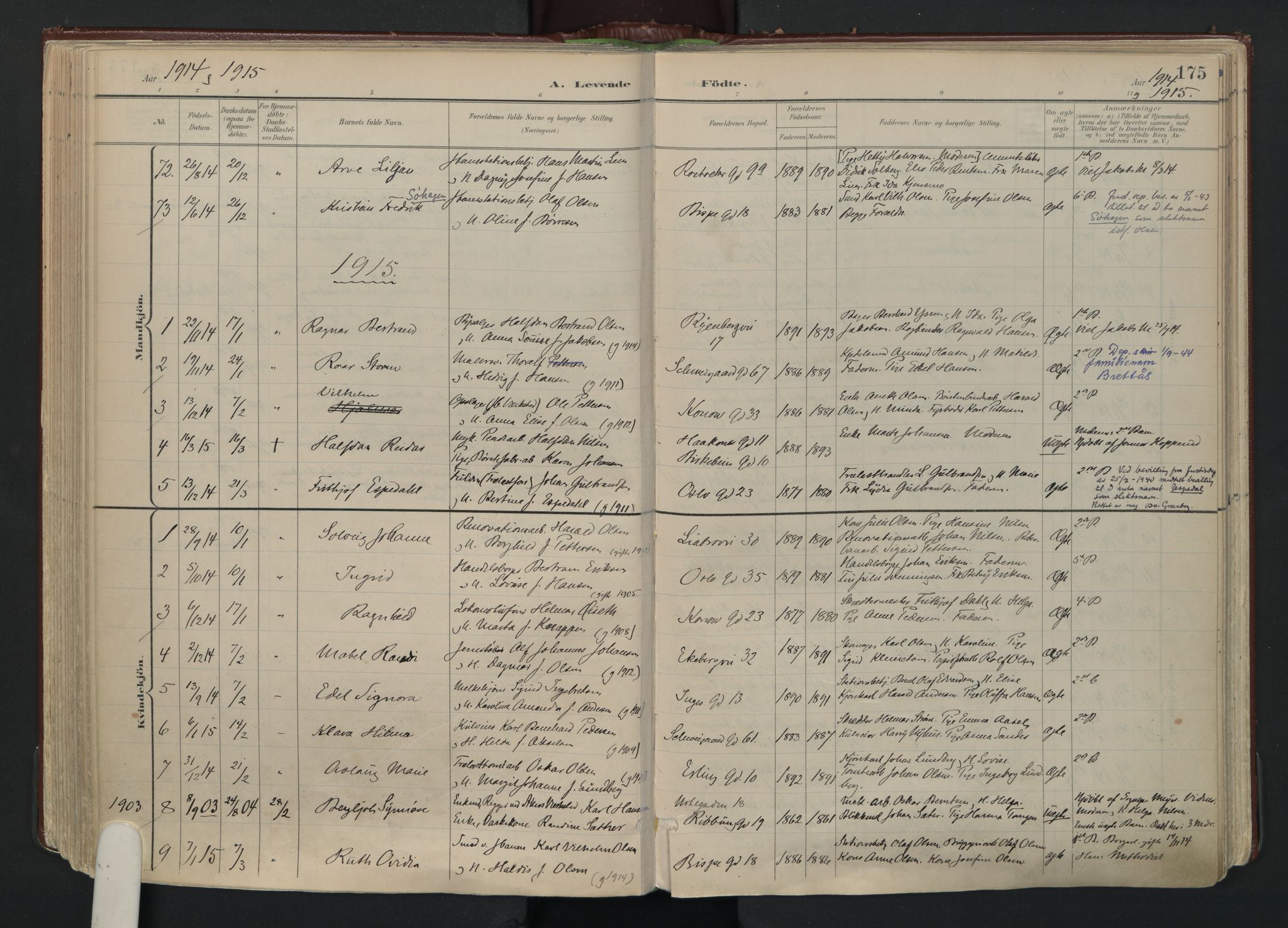 Gamlebyen prestekontor Kirkebøker, AV/SAO-A-10884/F/Fa/L0010: Ministerialbok nr. 10, 1895-1935, s. 175