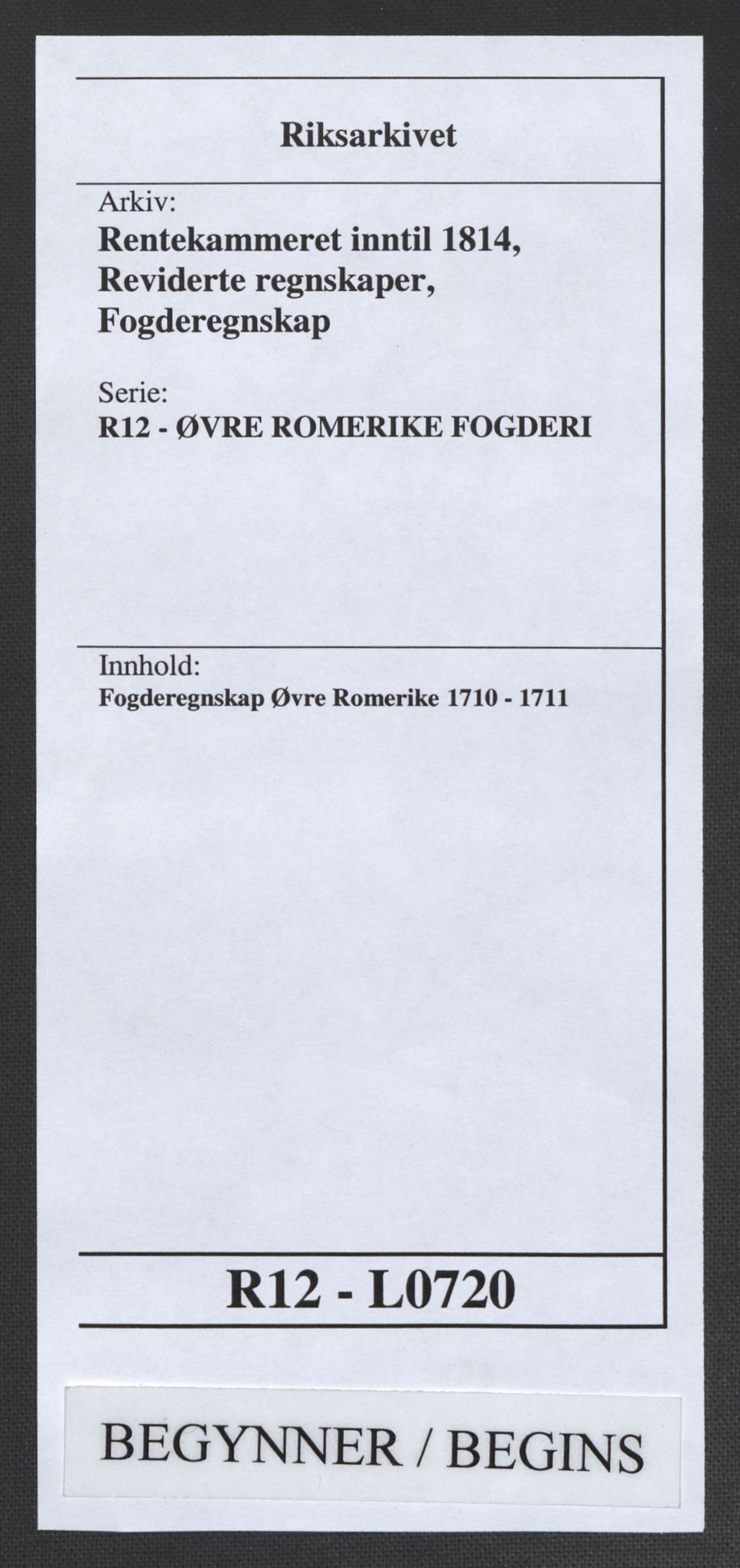 Rentekammeret inntil 1814, Reviderte regnskaper, Fogderegnskap, RA/EA-4092/R12/L0720: Fogderegnskap Øvre Romerike, 1710-1711, s. 1