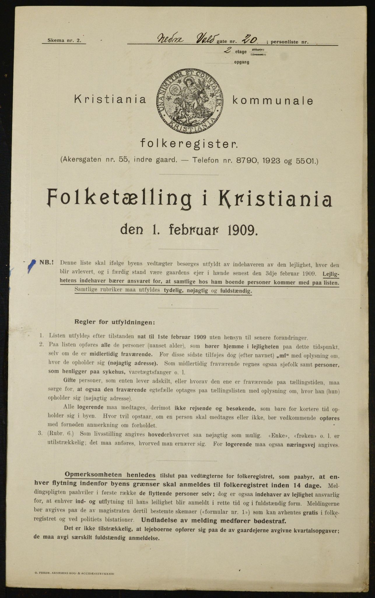 OBA, Kommunal folketelling 1.2.1909 for Kristiania kjøpstad, 1909, s. 63154