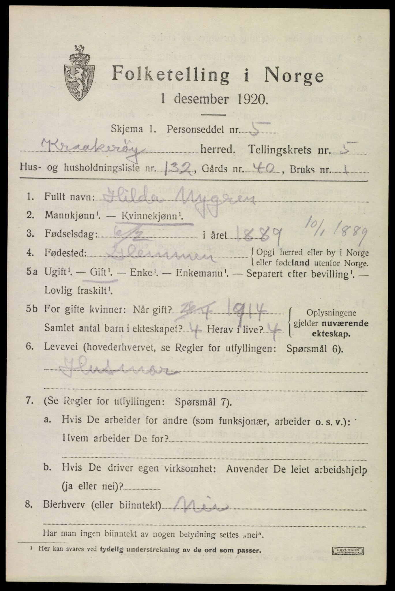 SAO, Folketelling 1920 for 0133 Kråkerøy herred, 1920, s. 8000