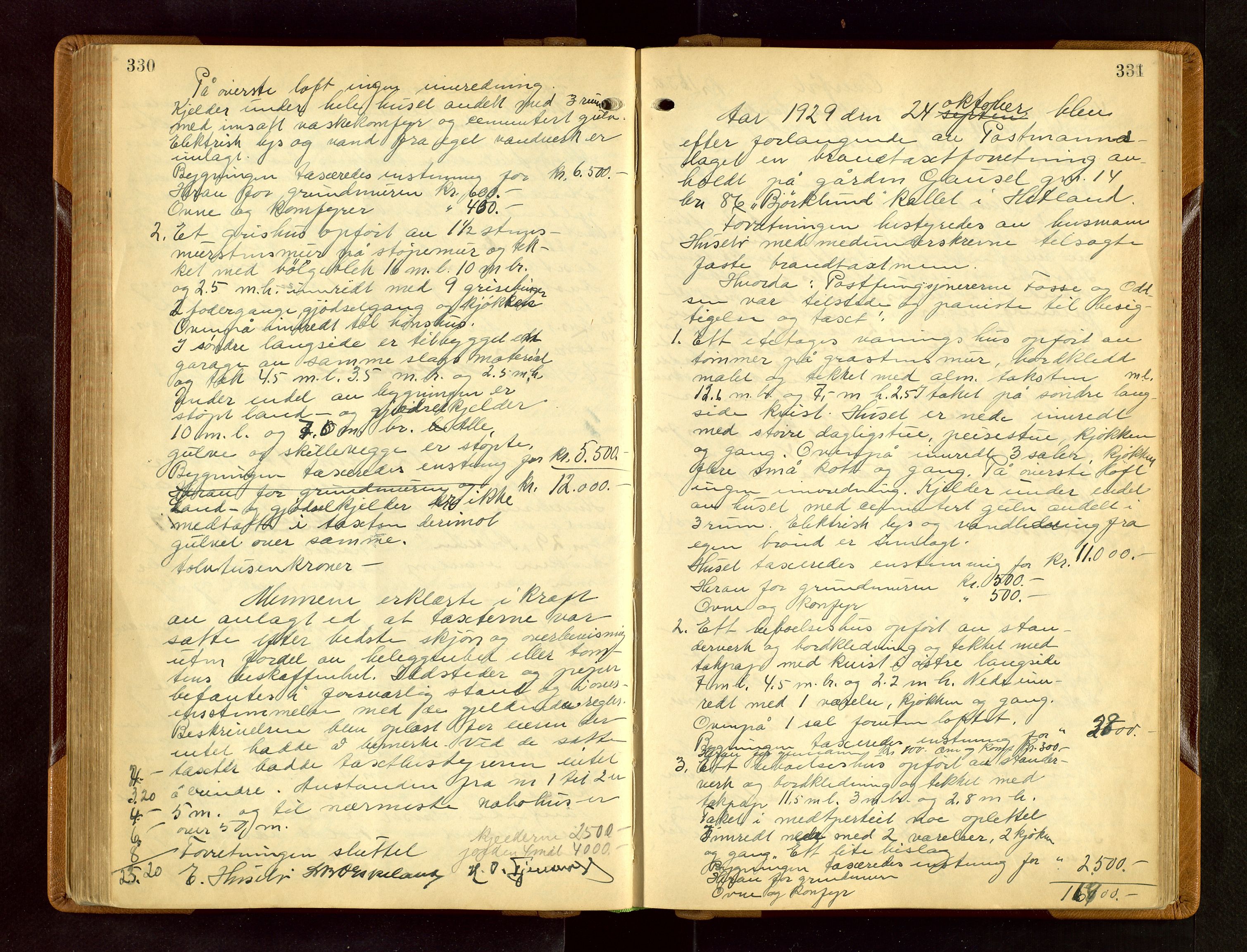 Hetland lensmannskontor, AV/SAST-A-100101/Goa/L0006: "Branntakstprotokoll", 1921-1938, s. 330-331