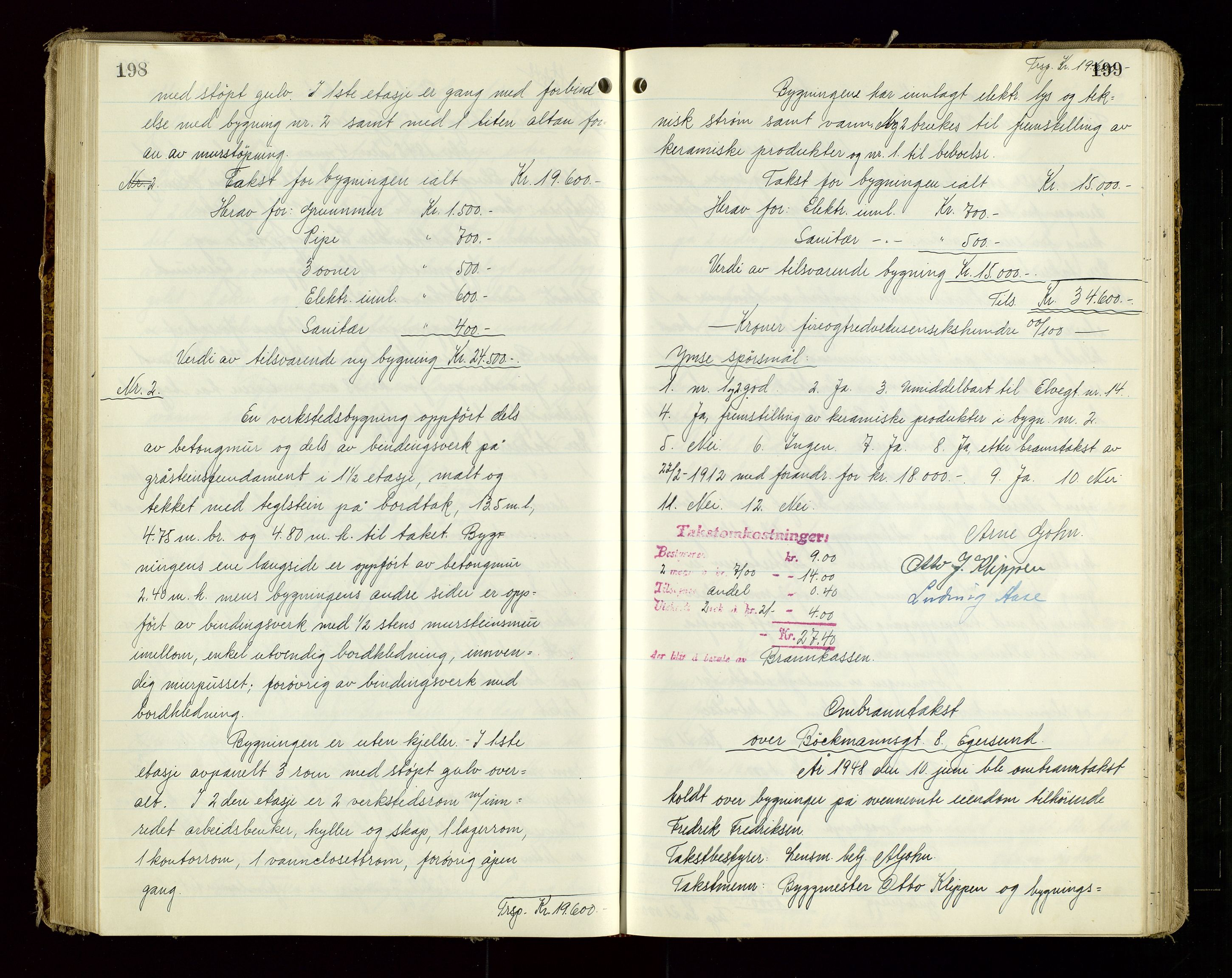 Eigersund lensmannskontor, AV/SAST-A-100171/God/L0013: "Branntakstprotokoll", 1944-1951, s. 198-199