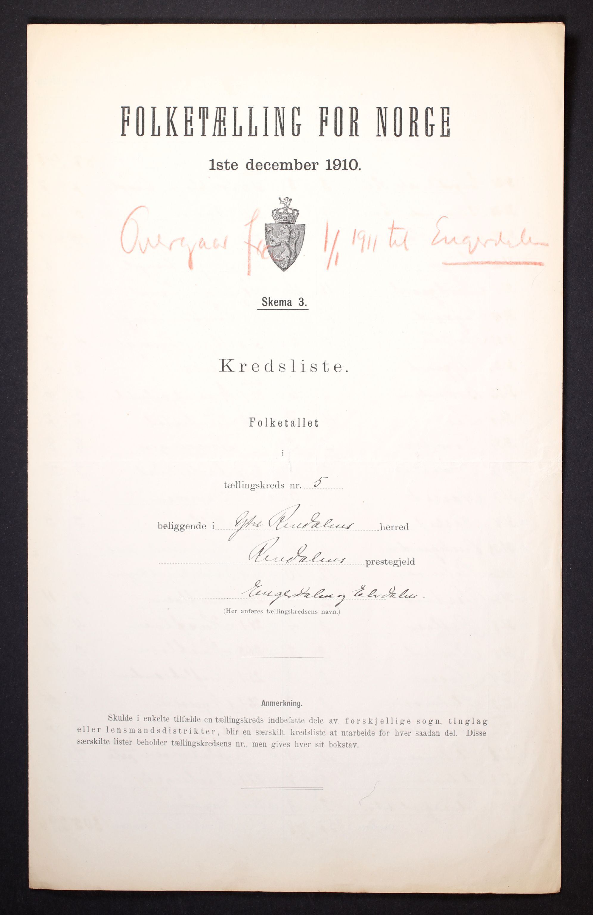 RA, Folketelling 1910 for 0432 Ytre Rendal herred, 1910, s. 16