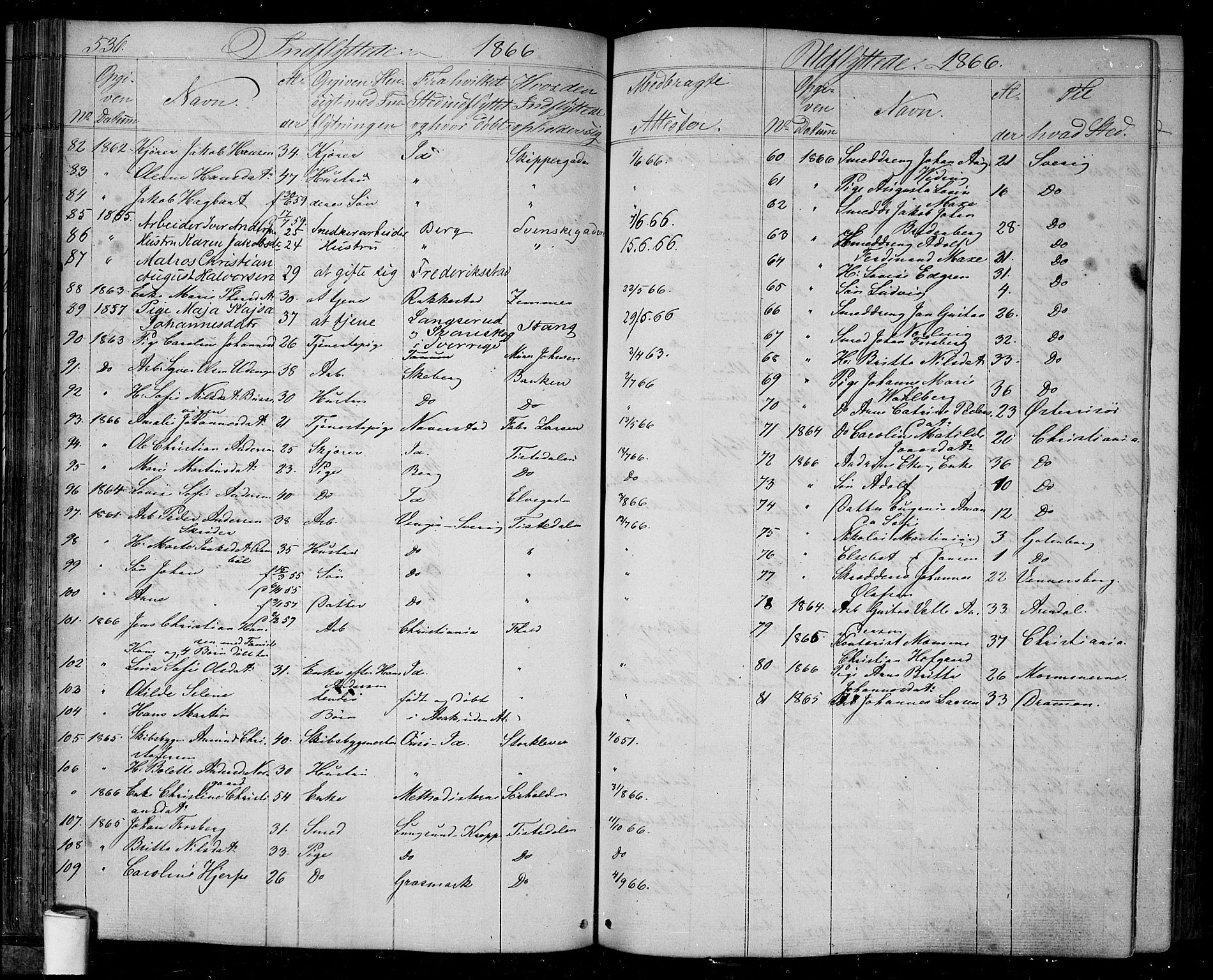 Halden prestekontor Kirkebøker, AV/SAO-A-10909/G/Ga/L0005b: Klokkerbok nr. 5B, 1864-1868, s. 536