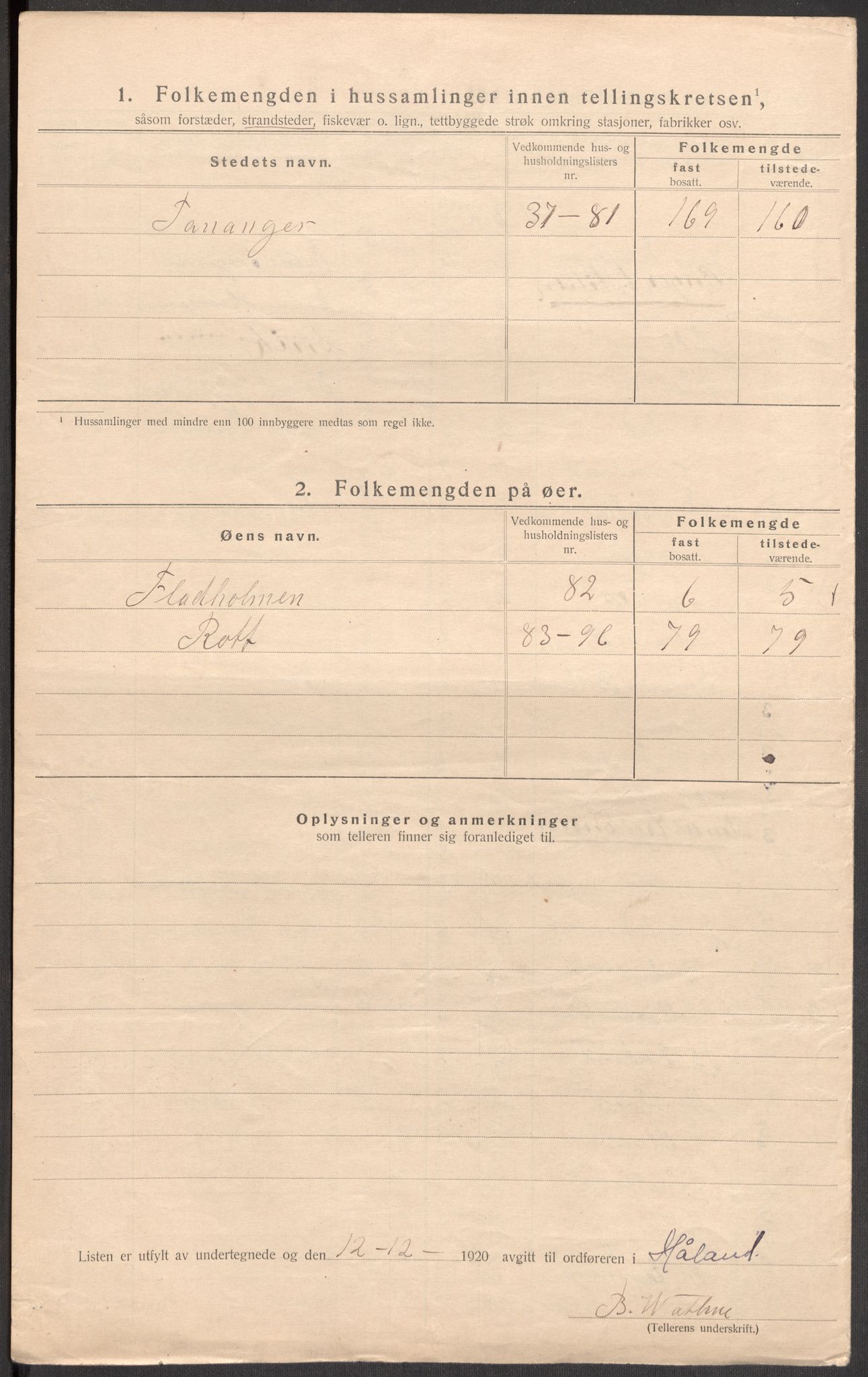 SAST, Folketelling 1920 for 1124 Håland herred, 1920, s. 11