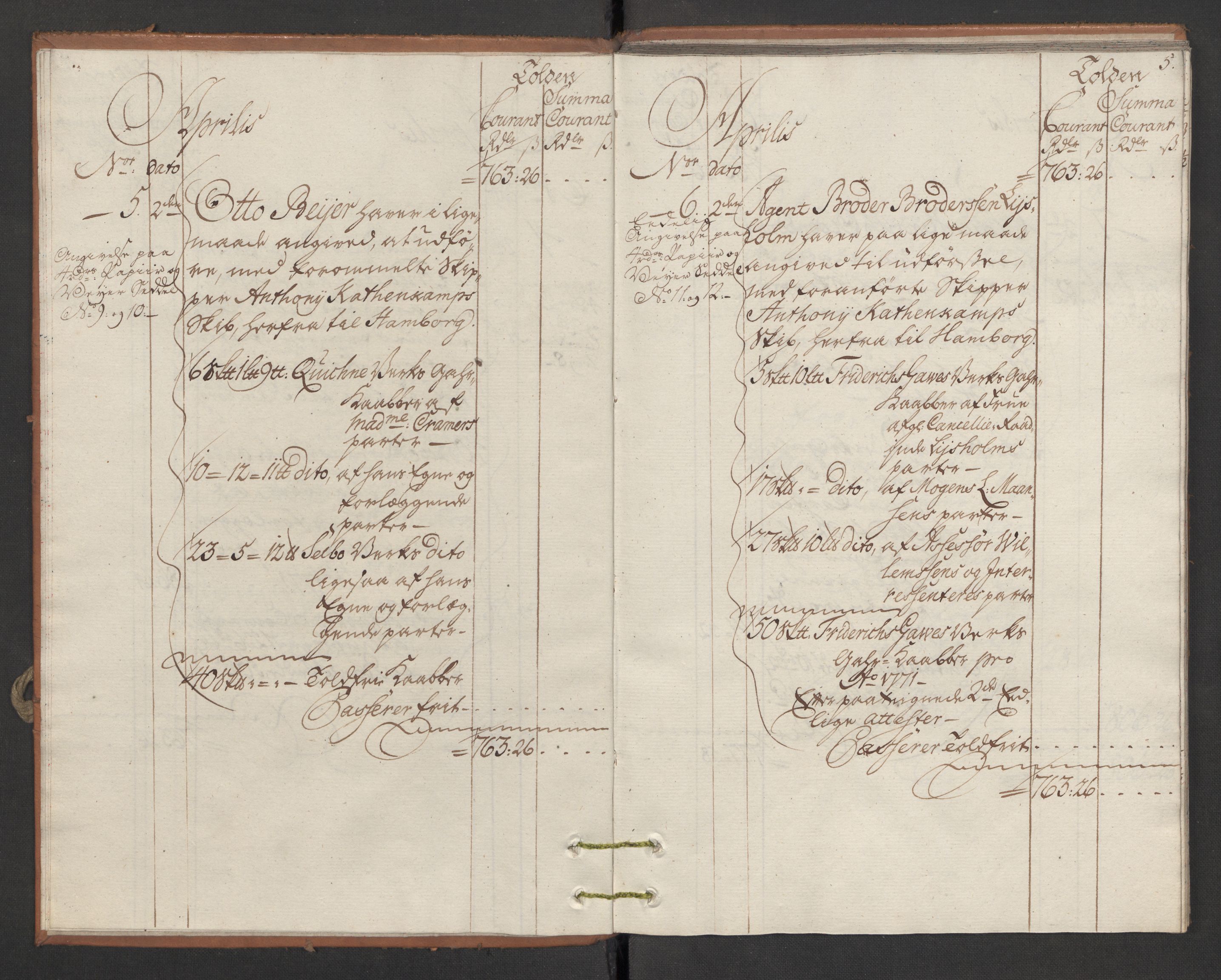 Generaltollkammeret, tollregnskaper, AV/RA-EA-5490/R34/L0022/0001: Koppertollregnskaper Trondheim B / Tollbok for koppertollen, 1772