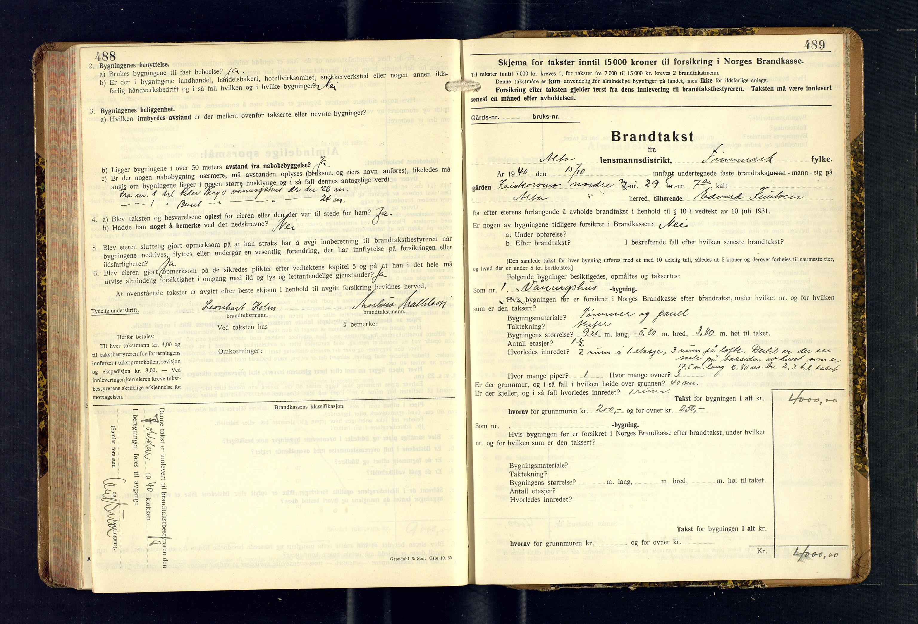 Alta lensmannskontor, AV/SATØ-S-1165/O/Ob/L0178: Branntakstprotokoll, 1937-1940, s. 488-489