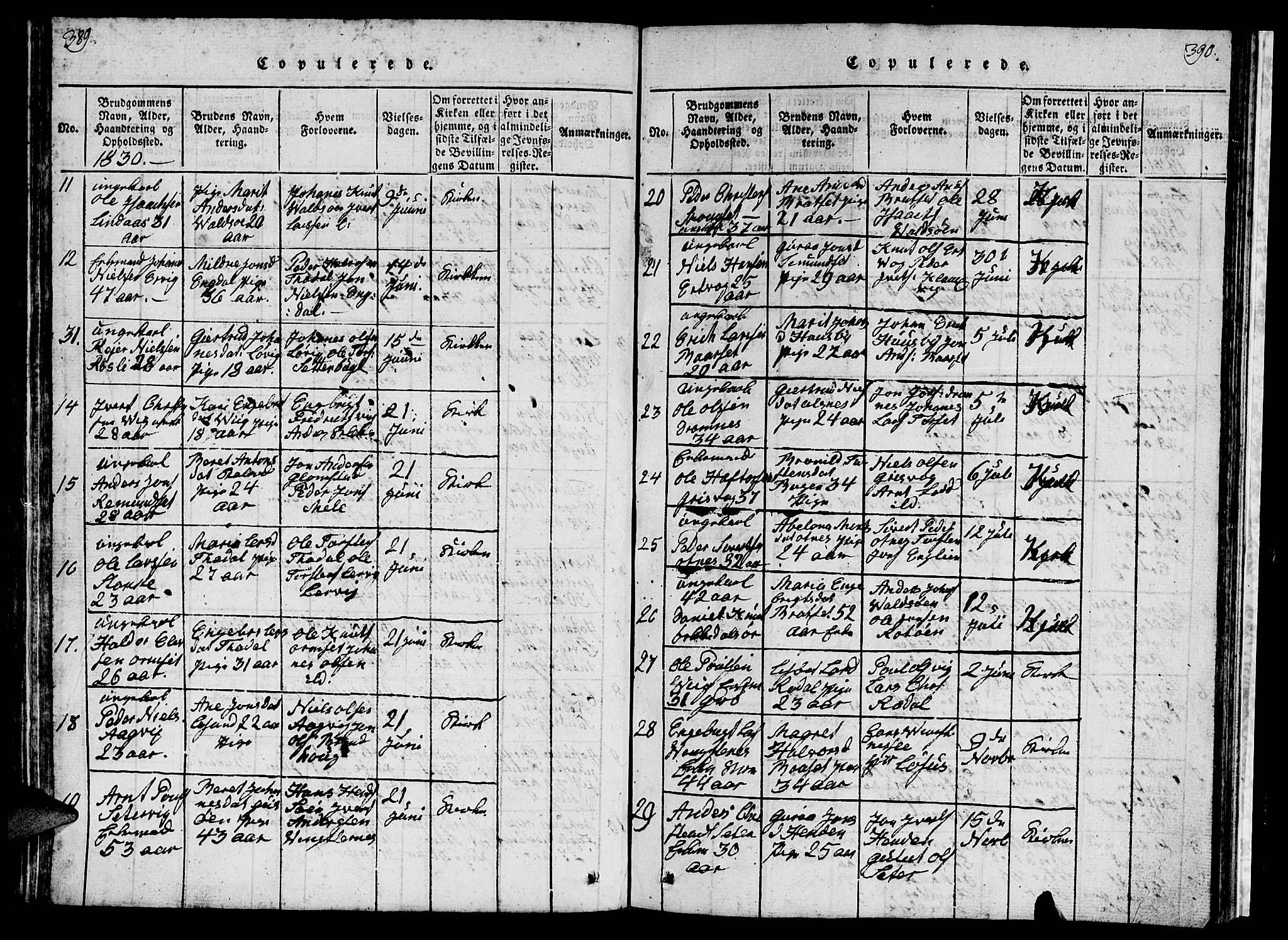 Ministerialprotokoller, klokkerbøker og fødselsregistre - Møre og Romsdal, AV/SAT-A-1454/578/L0908: Klokkerbok nr. 578C01, 1819-1837, s. 389-390