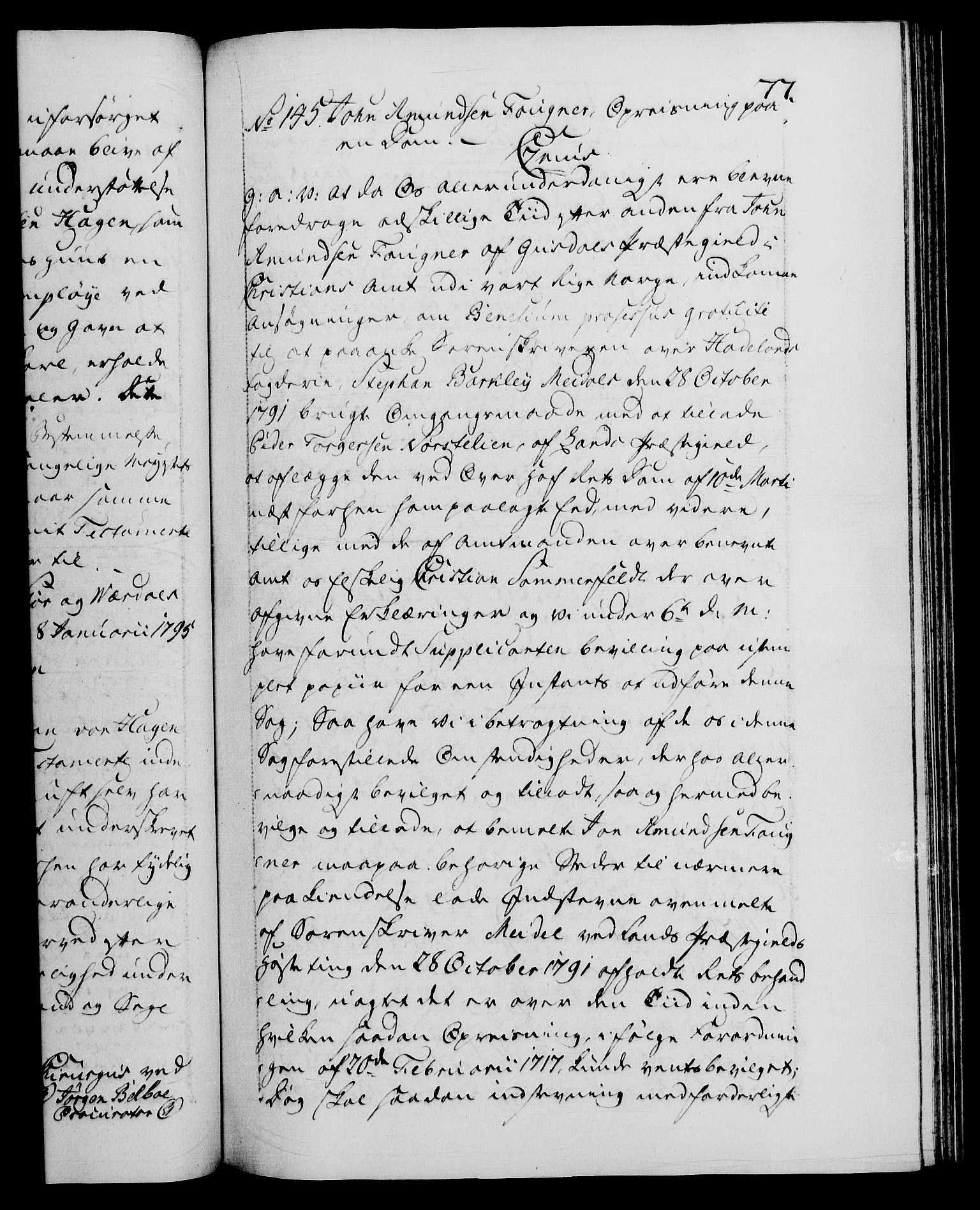 Danske Kanselli 1572-1799, AV/RA-EA-3023/F/Fc/Fca/Fcaa/L0056: Norske registre, 1795-1796, s. 77a