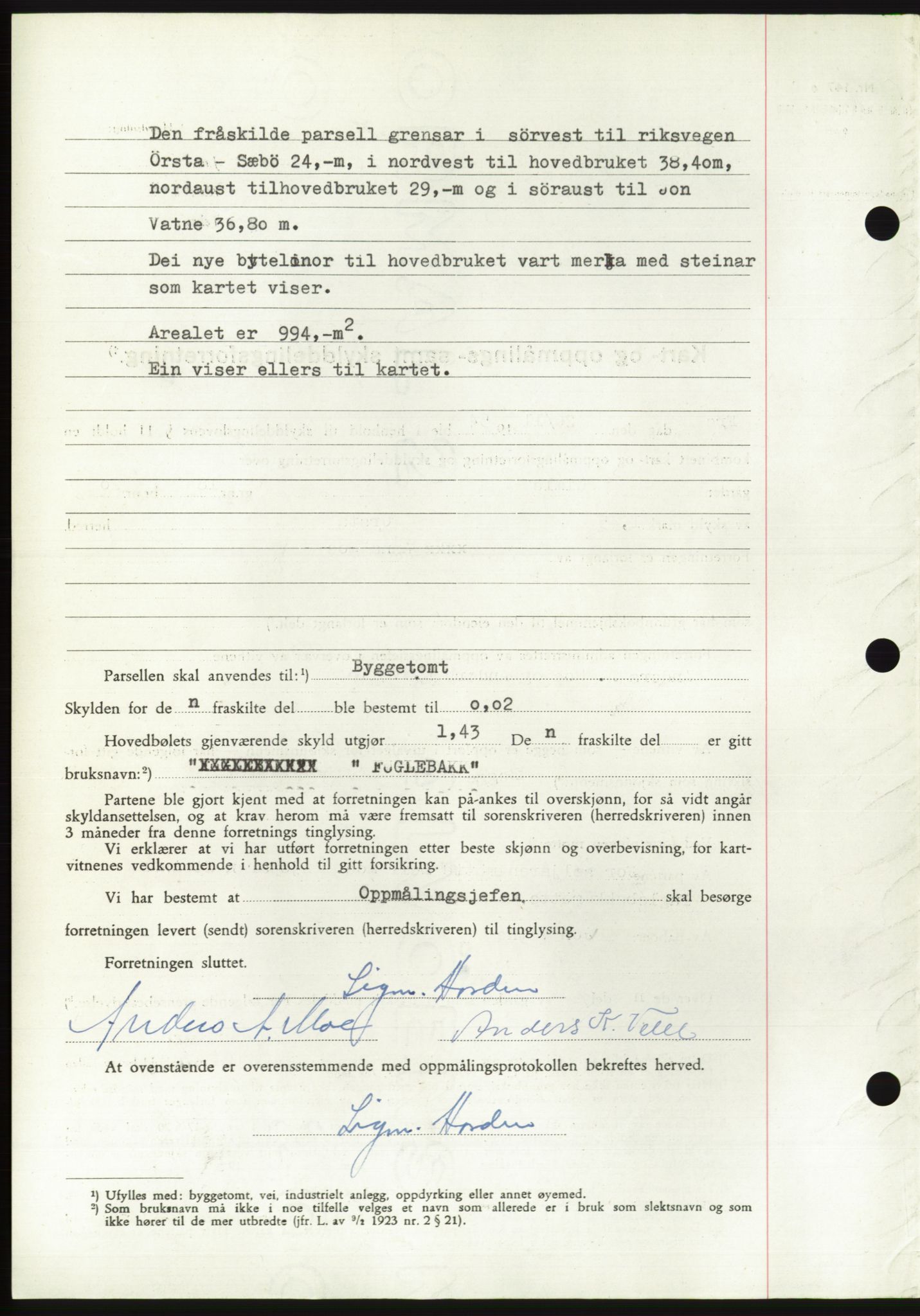 Søre Sunnmøre sorenskriveri, AV/SAT-A-4122/1/2/2C/L0099: Pantebok nr. 25A, 1954-1954, Dagboknr: 3274/1954