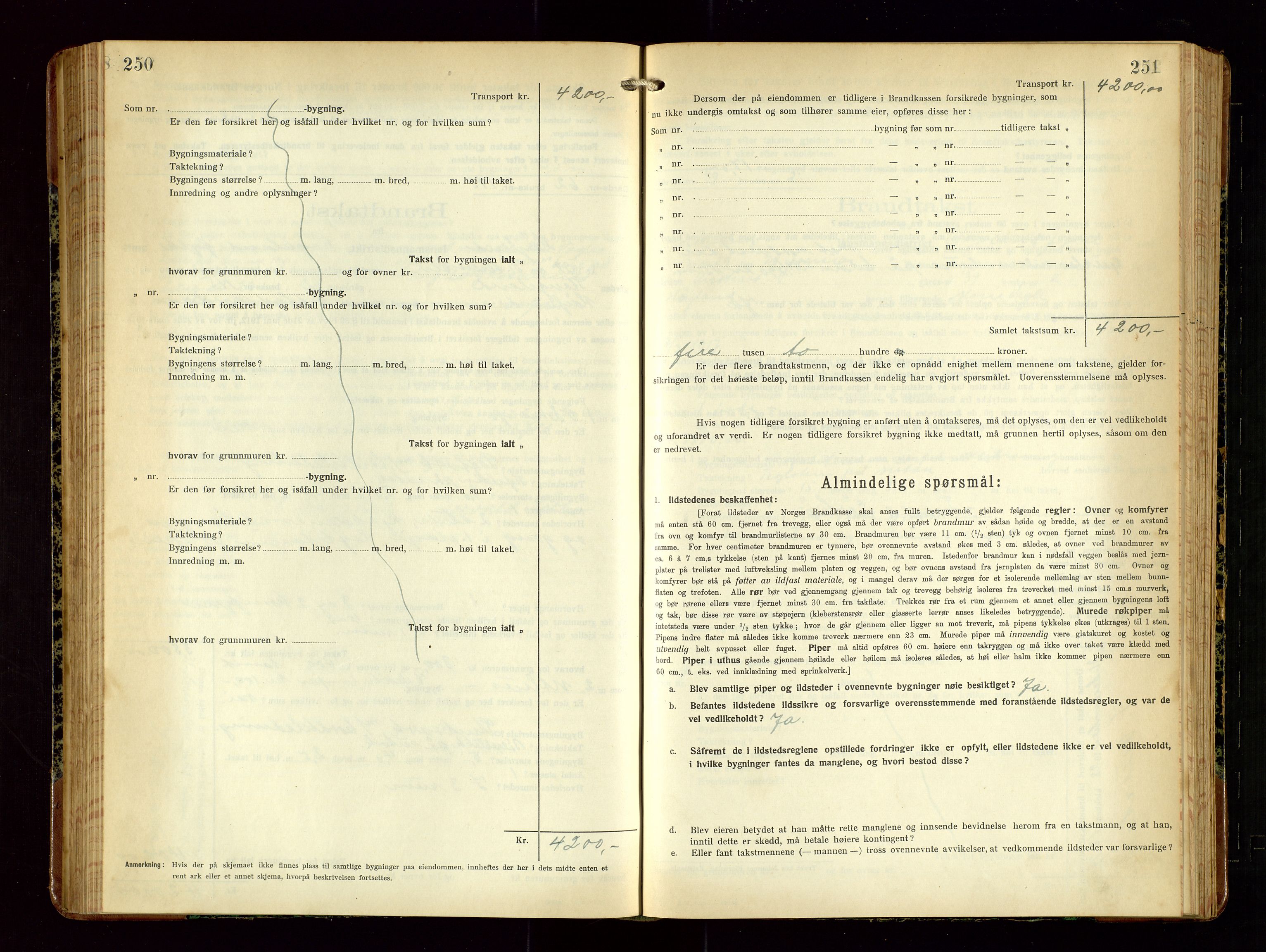 Høyland/Sandnes lensmannskontor, AV/SAST-A-100166/Gob/L0004: "Brandtakstprotokol", 1924-1933, s. 250-251