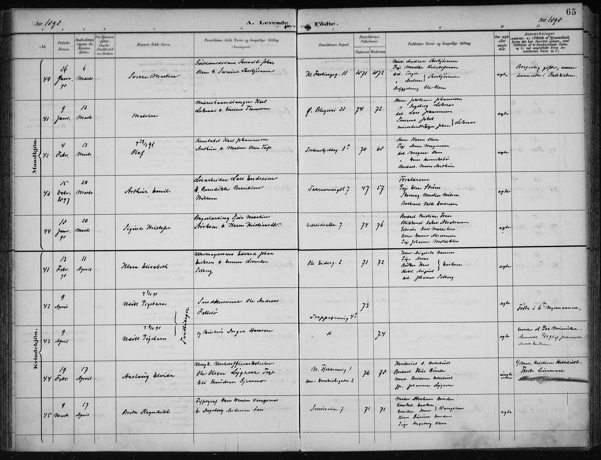 Korskirken sokneprestembete, AV/SAB-A-76101/H/Hab: Klokkerbok nr. B 10, 1896-1905, s. 65
