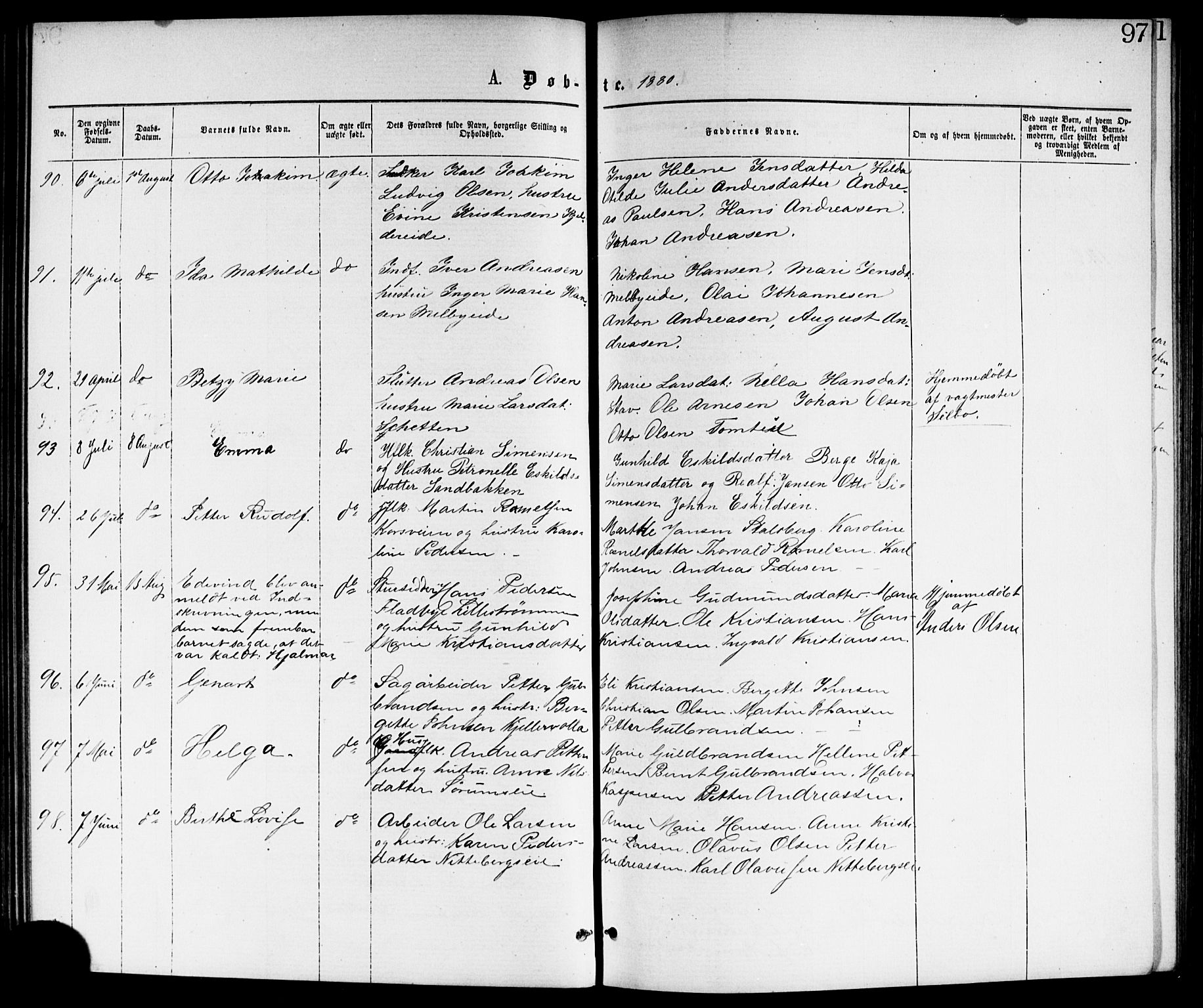 Skedsmo prestekontor Kirkebøker, AV/SAO-A-10033a/G/Ga/L0003: Klokkerbok nr. I 3, 1873-1882, s. 97