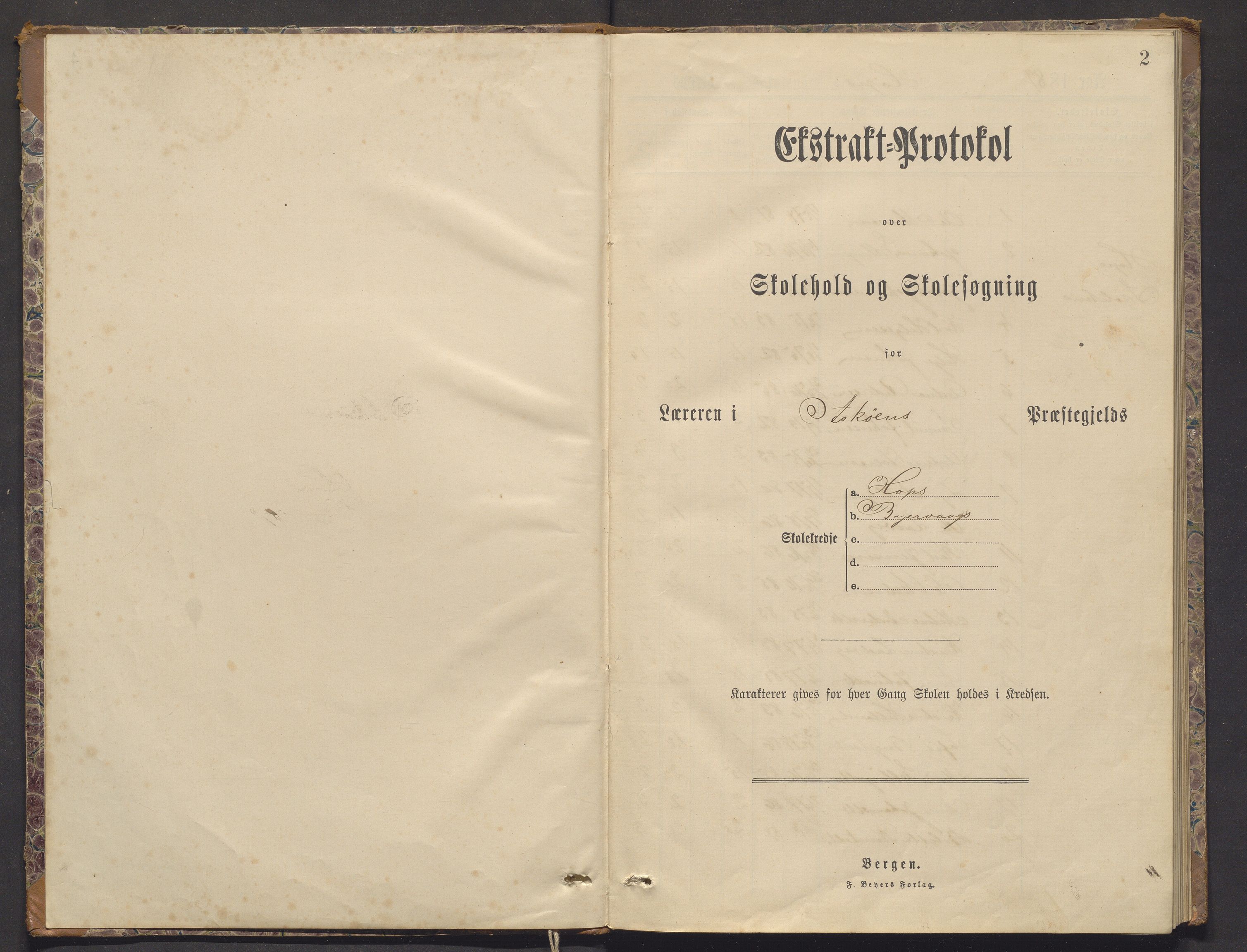 Askøy kommune. Barneskulane, IKAH/1247-231/F/Fa/L0002: Skuleprotokoll for Hop og Bagervaag krinsar, 1889-1891