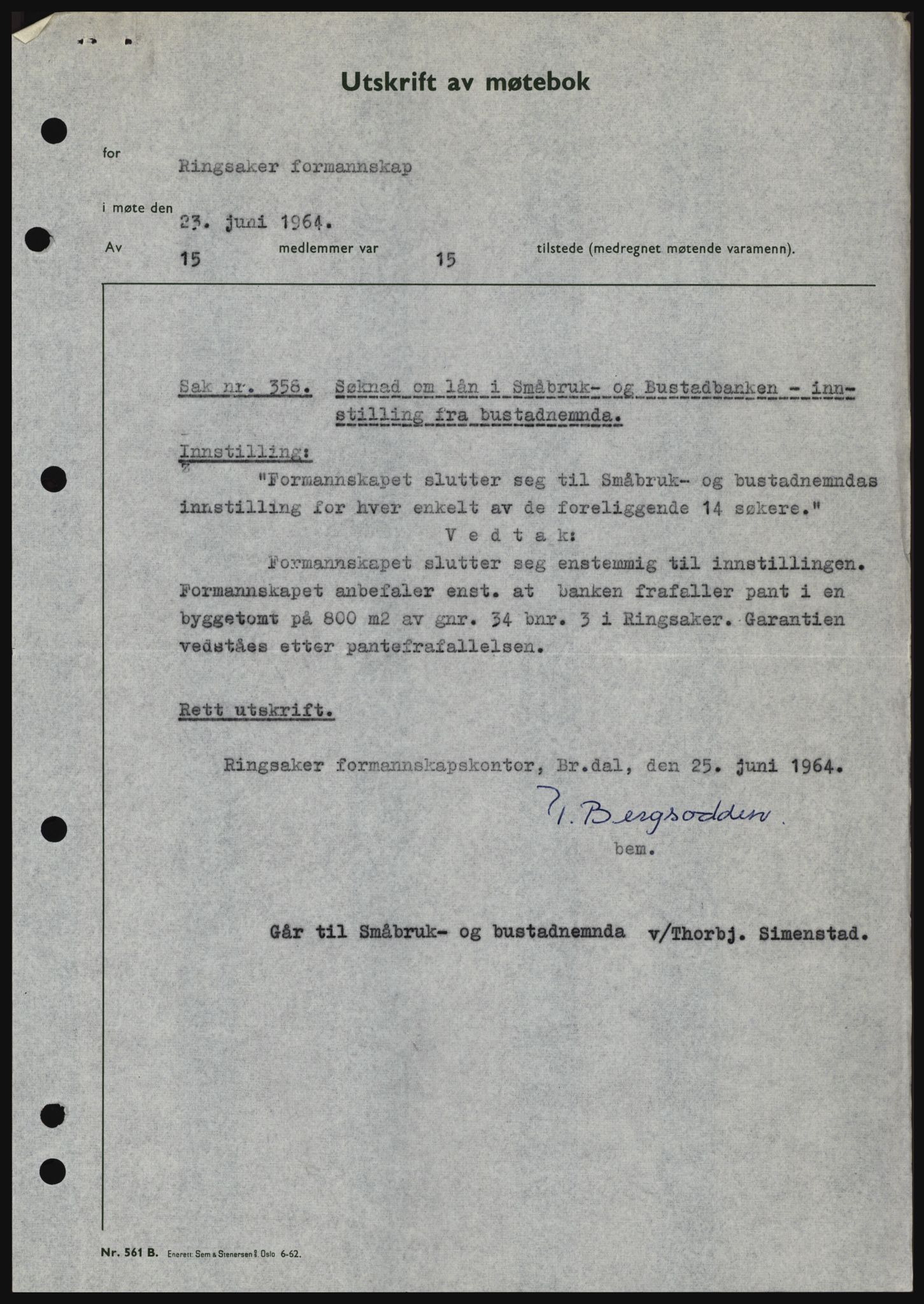 Nord-Hedmark sorenskriveri, SAH/TING-012/H/Hc/L0020: Pantebok nr. 20, 1964-1964, Dagboknr: 3448/1964