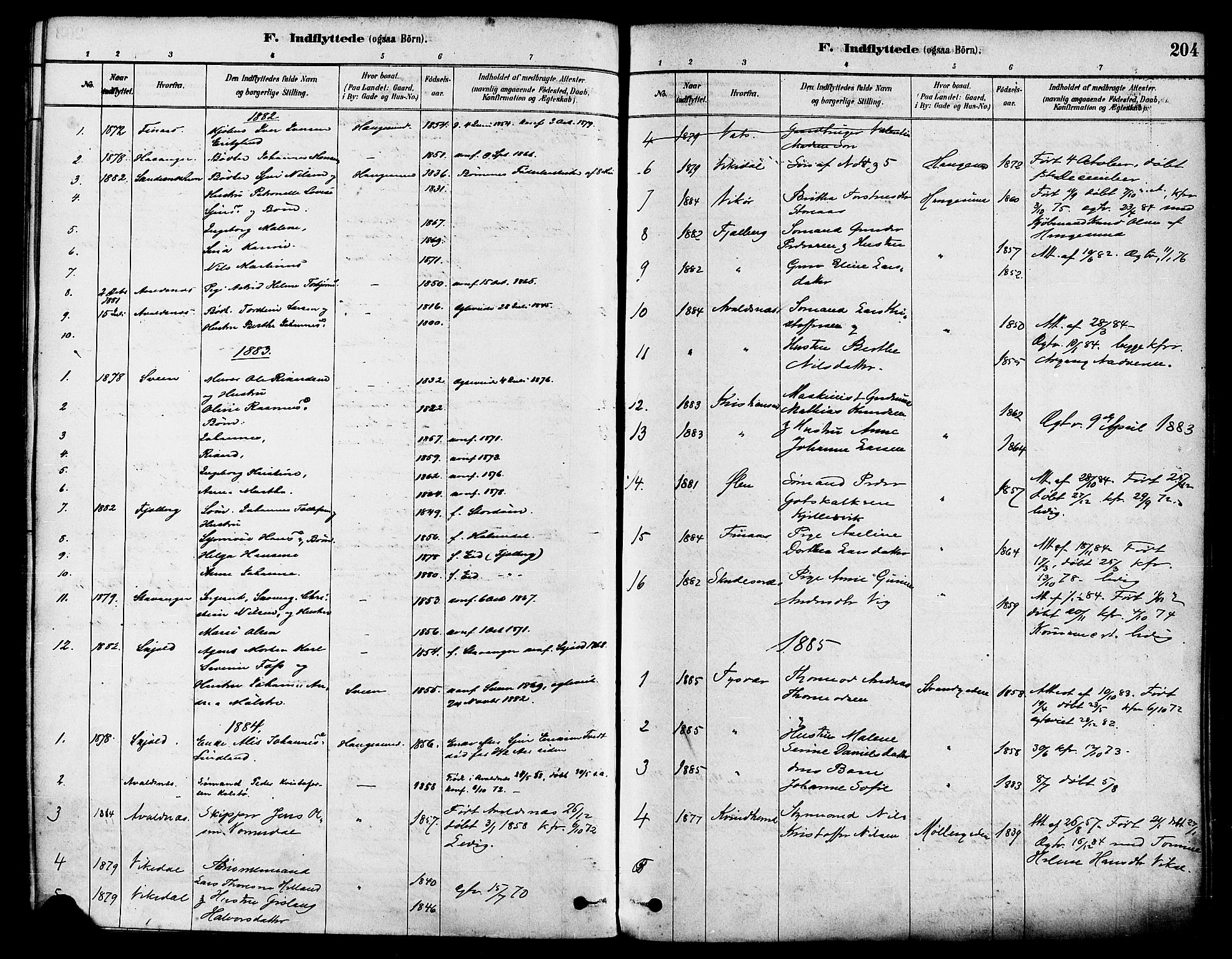 Haugesund sokneprestkontor, AV/SAST-A -101863/H/Ha/Haa/L0001: Ministerialbok nr. A 1, 1878-1885, s. 204