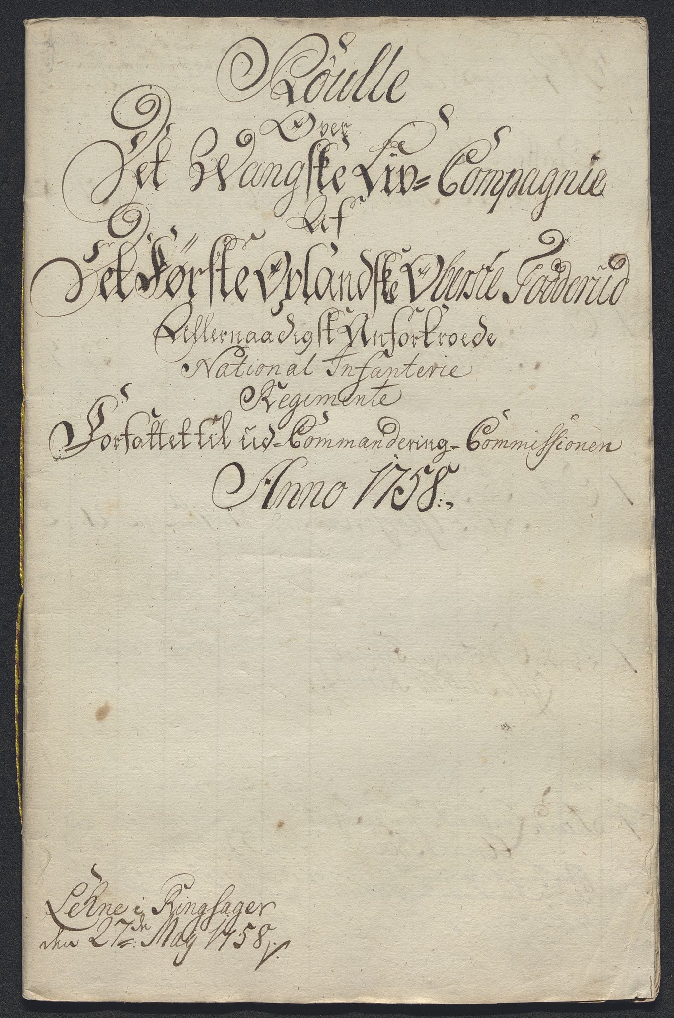 Kommanderende general (KG I) med Det norske krigsdirektorium, AV/RA-EA-5419/E/Ec/L0021: Ruller over nedkommanderte mannskap, 1758-1762, s. 2