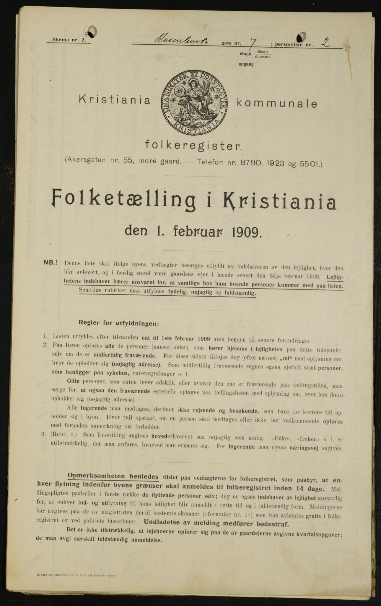 OBA, Kommunal folketelling 1.2.1909 for Kristiania kjøpstad, 1909, s. 76264