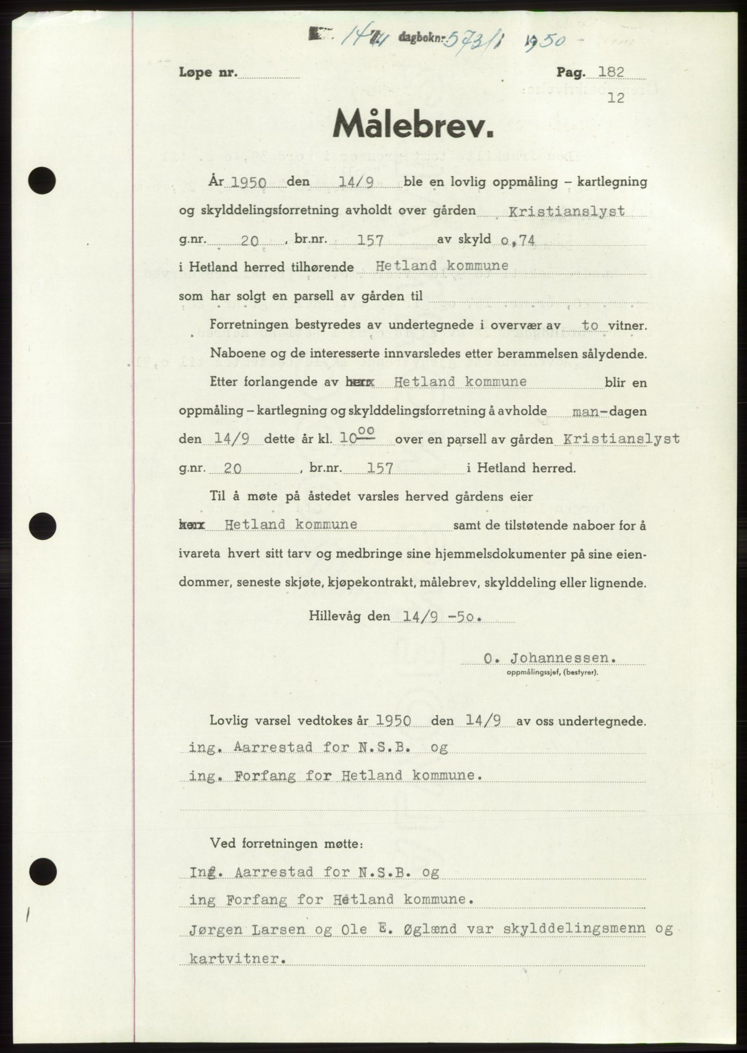 Jæren sorenskriveri, SAST/A-100310/03/G/Gba/L0110: Pantebok, 1950-1950, Dagboknr: 5731/1950