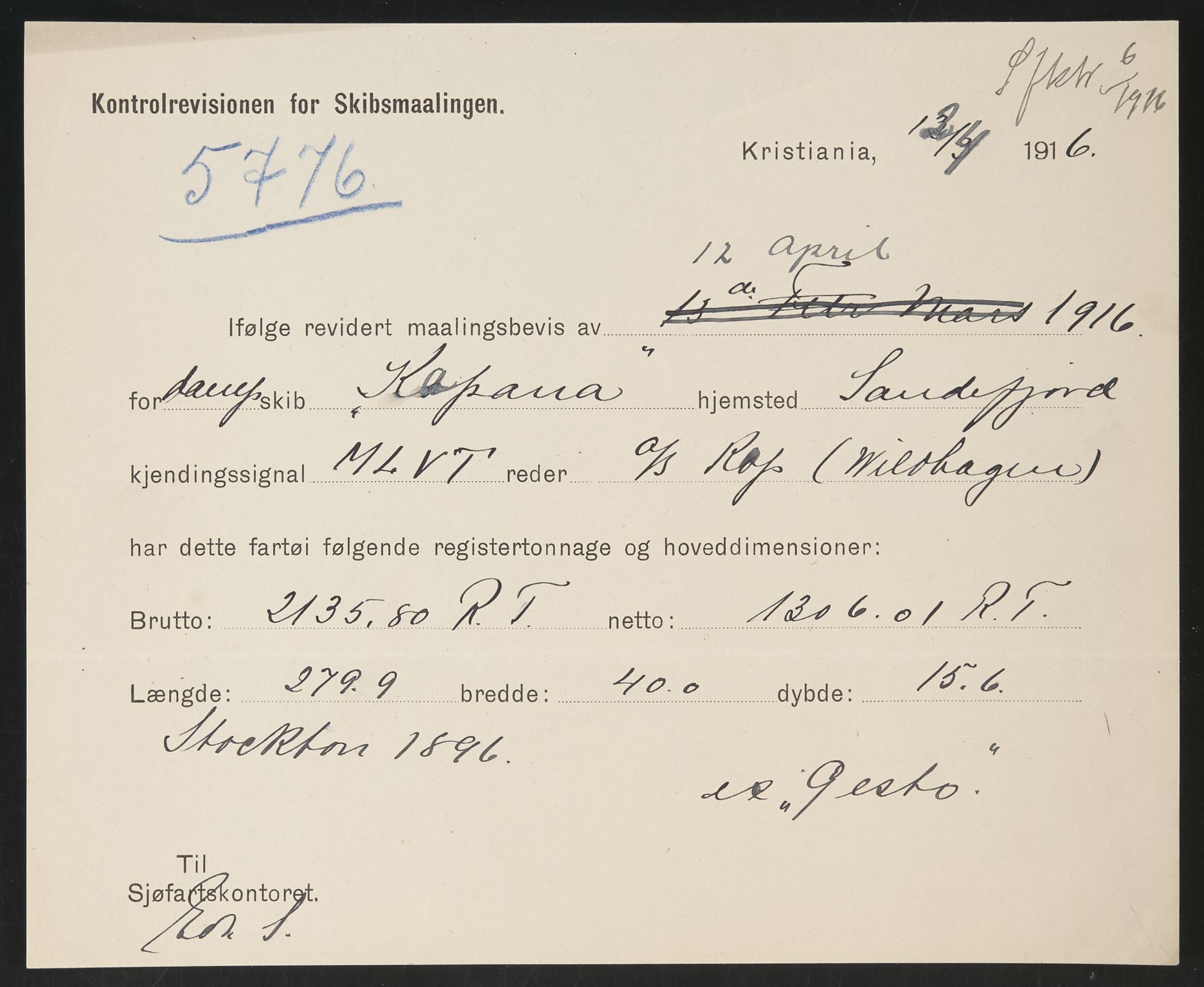 Sjøfartsdirektoratet med forløpere, skipsmapper slettede skip, AV/RA-S-4998/F/Fa/L0586: --, 1894-1935, s. 278