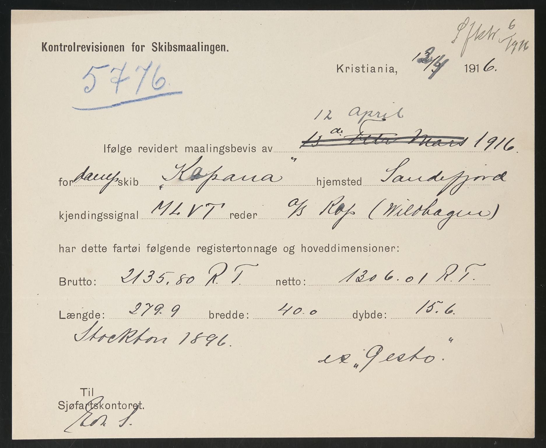 Sjøfartsdirektoratet med forløpere, skipsmapper slettede skip, RA/S-4998/F/Fa/L0586: --, 1894-1935, s. 278